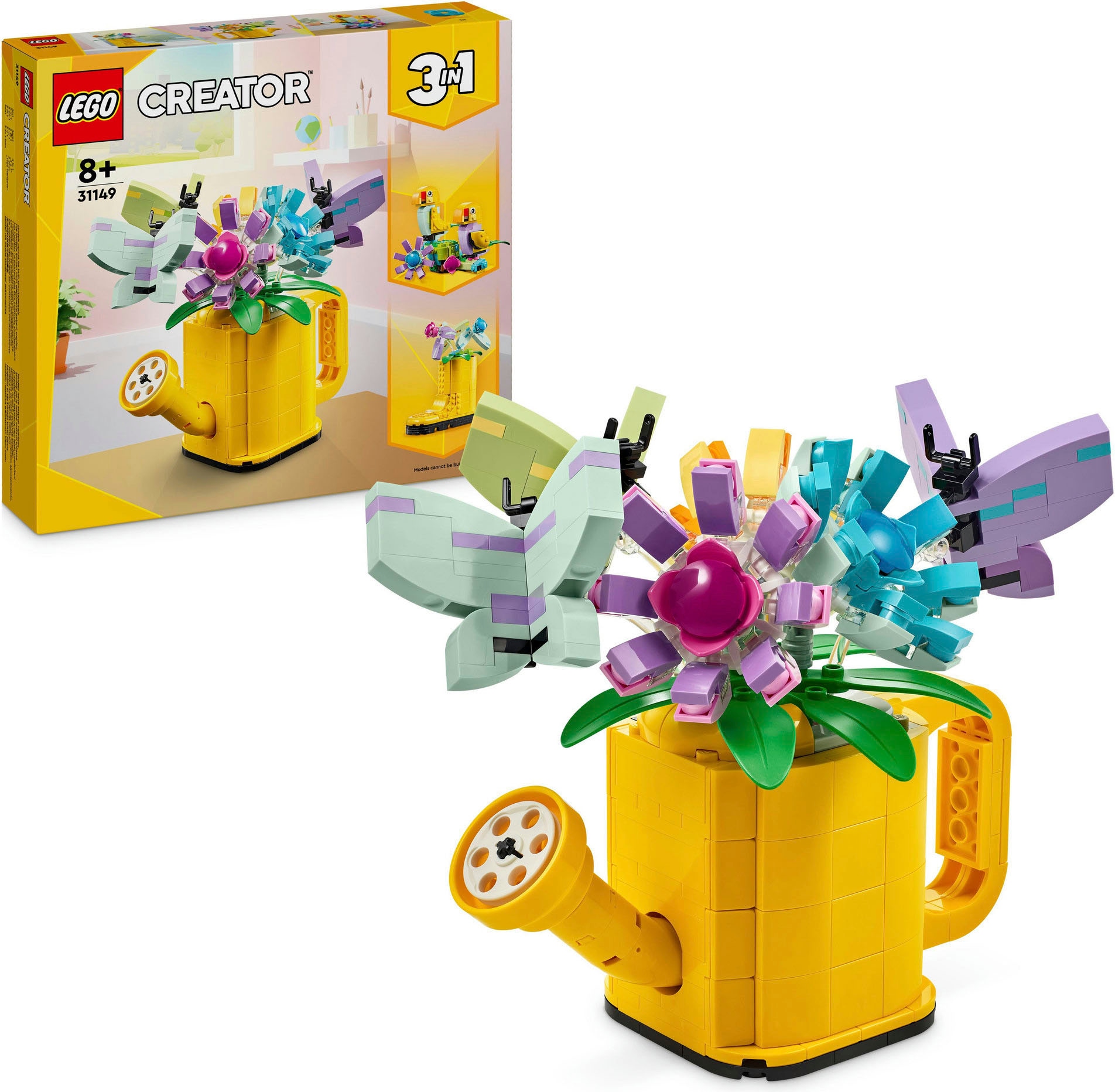 LEGO® Konstruktionsspielsteine »Gießkanne mit Blumen (31149), LEGO Creator 3in1«, (420 St.), Made in Europe