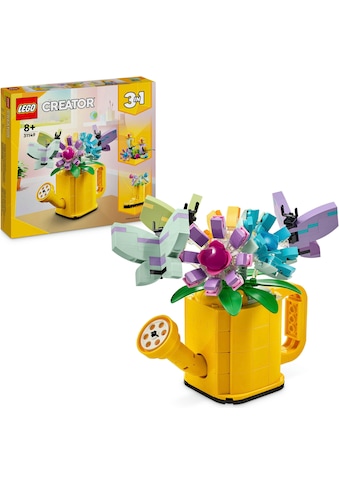 Konstruktionsspielsteine »Gießkanne mit Blumen (31149), LEGO Creator 3in1«, (420 St.)