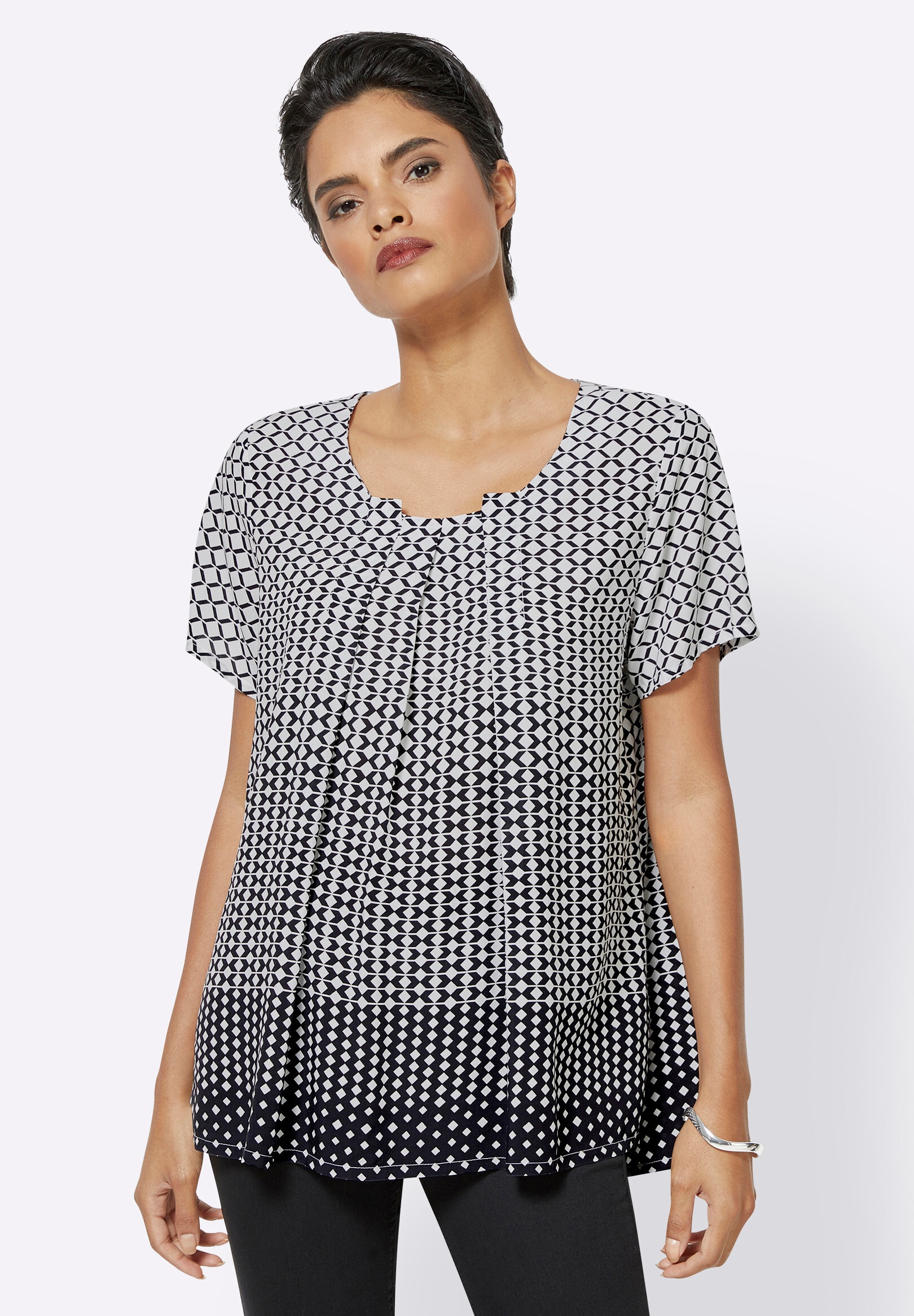 creation L Schlupfbluse »Bluse Kurzarmbluse mit Farbverlauf, reine Viskose«