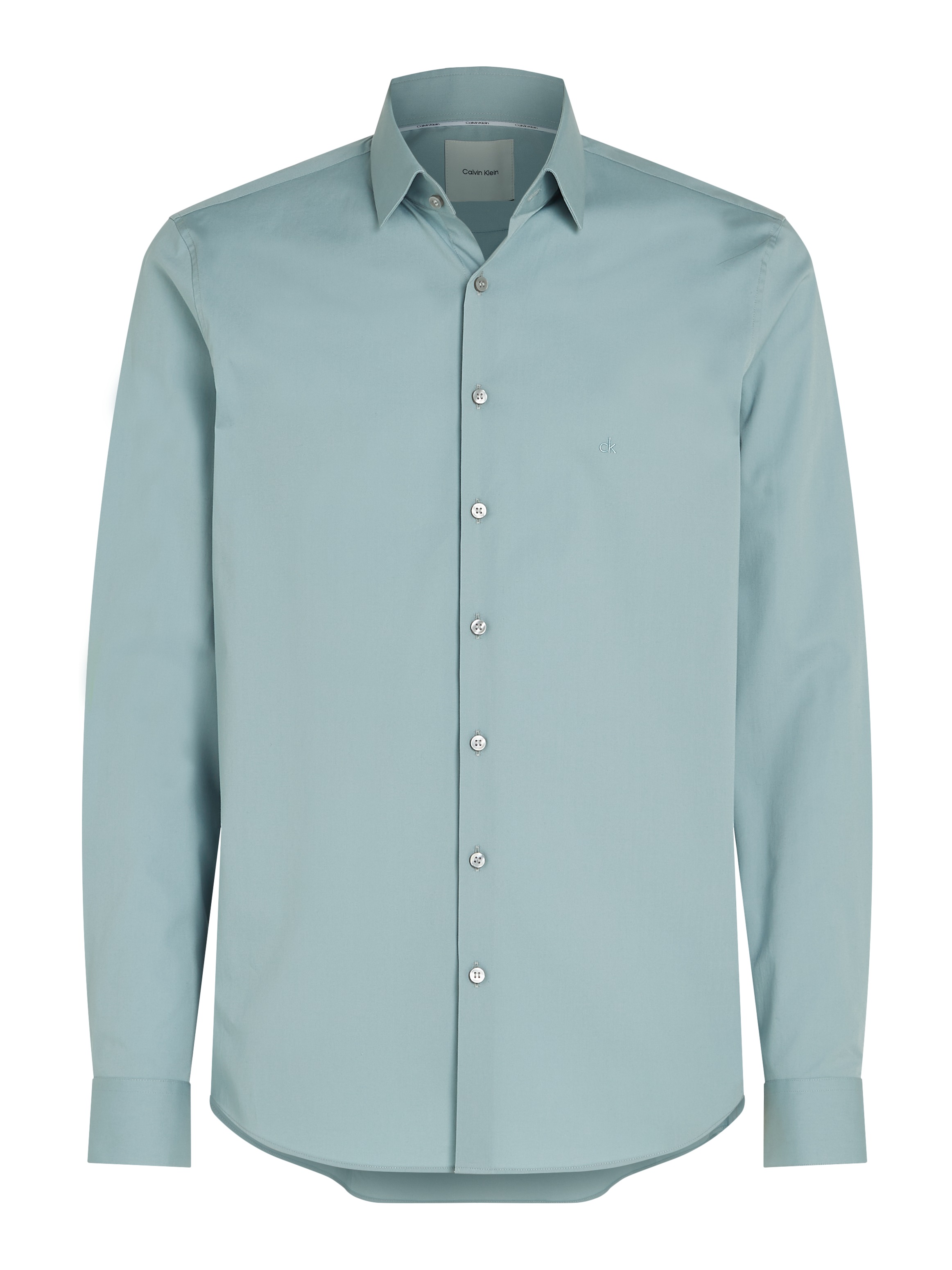 Calvin Klein Businesshemd »POPLIN STRETCH SLIM SHIRT«, mit Kentkragen, Logoprint auf Brusthöhe