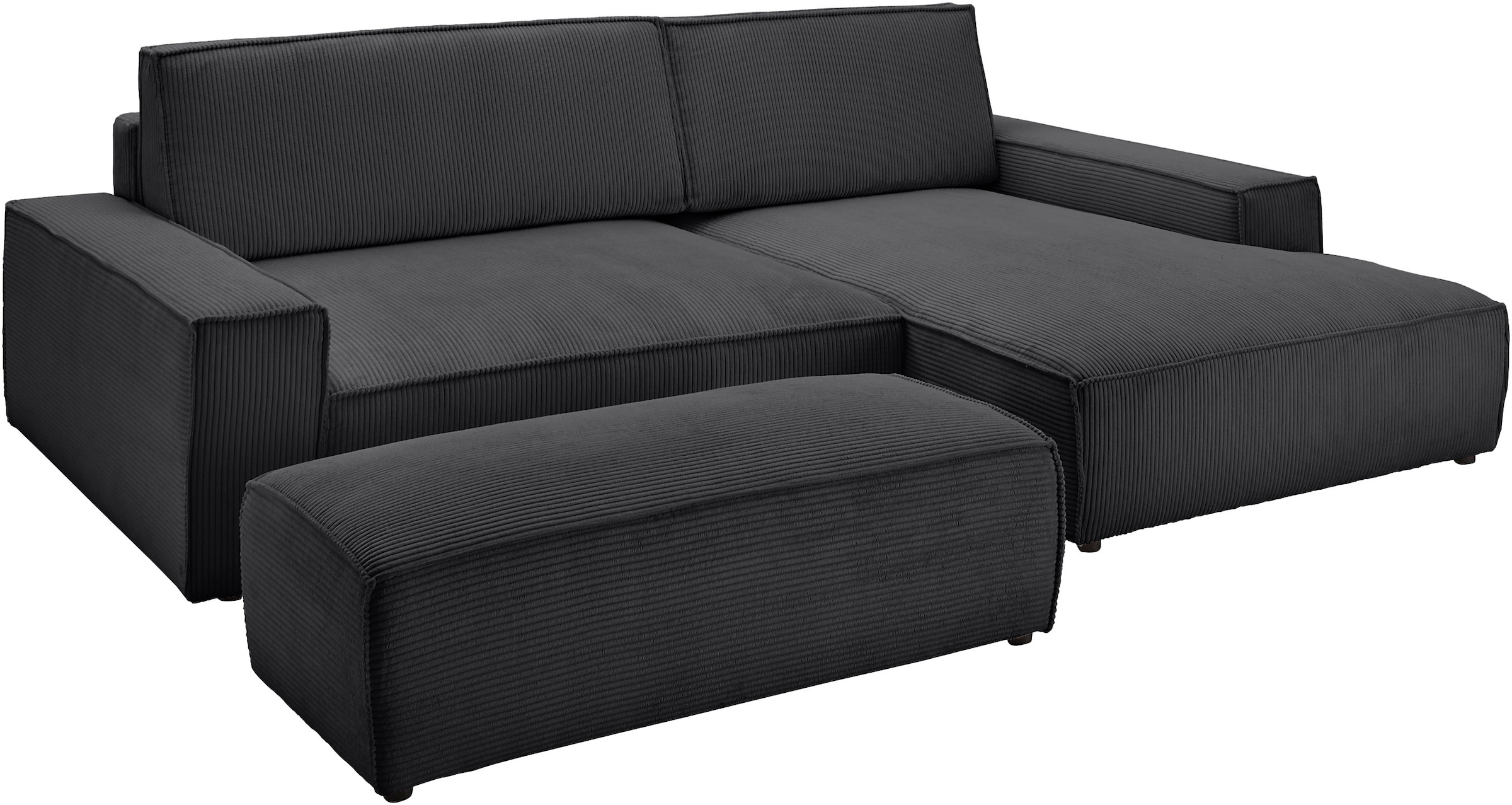 Home affaire Polsterecke »NEU: SHERWOOD XXL tief, L-Form mit Schlaffunktion, Big-Sofa mit Hocker« stellbar zum Schlafsofa (Krokodilverbinder), Cord, Leinenoptik,