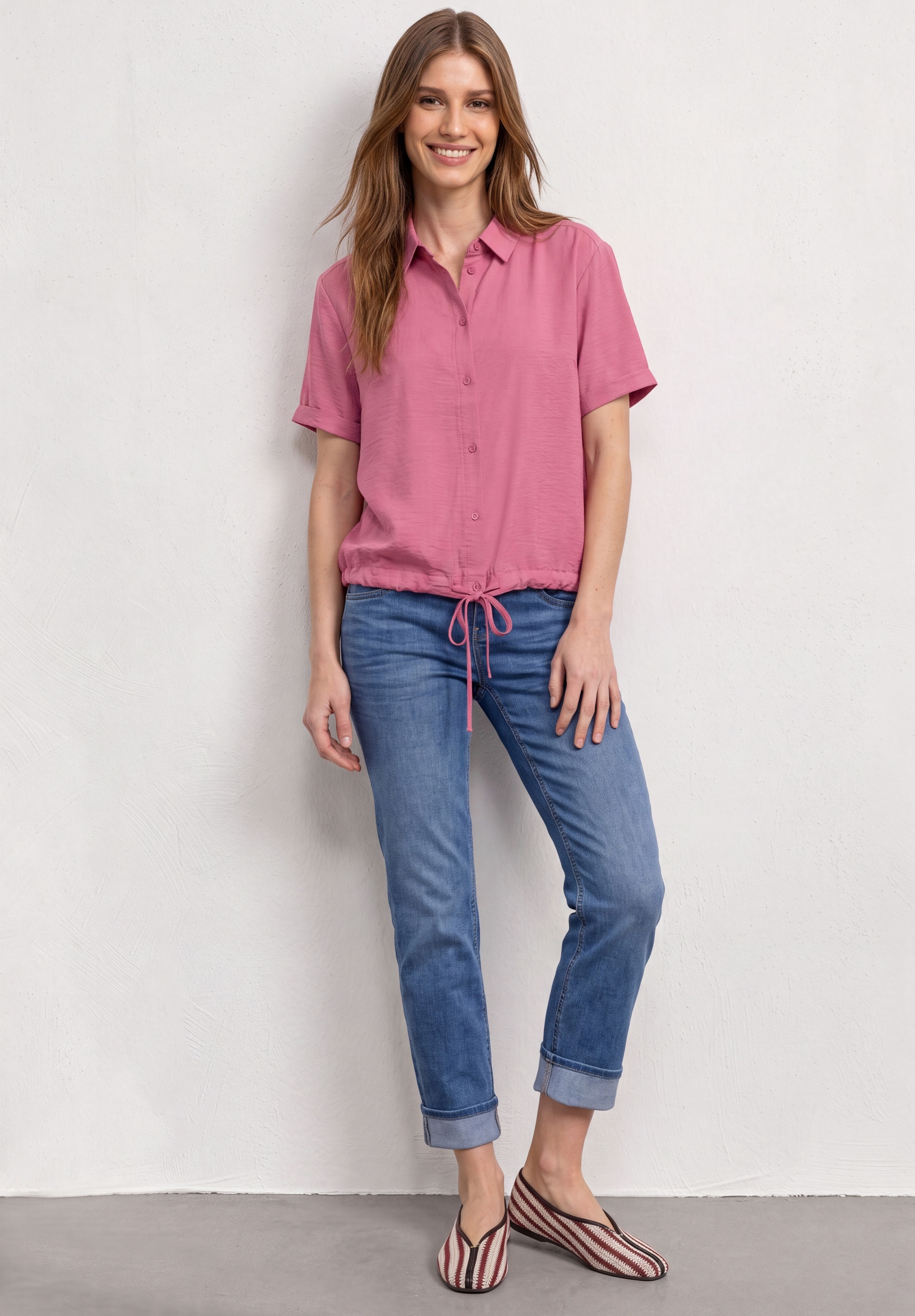 STREET ONE Hemdbluse Sommerbluse, unifarben, Viskosemix,