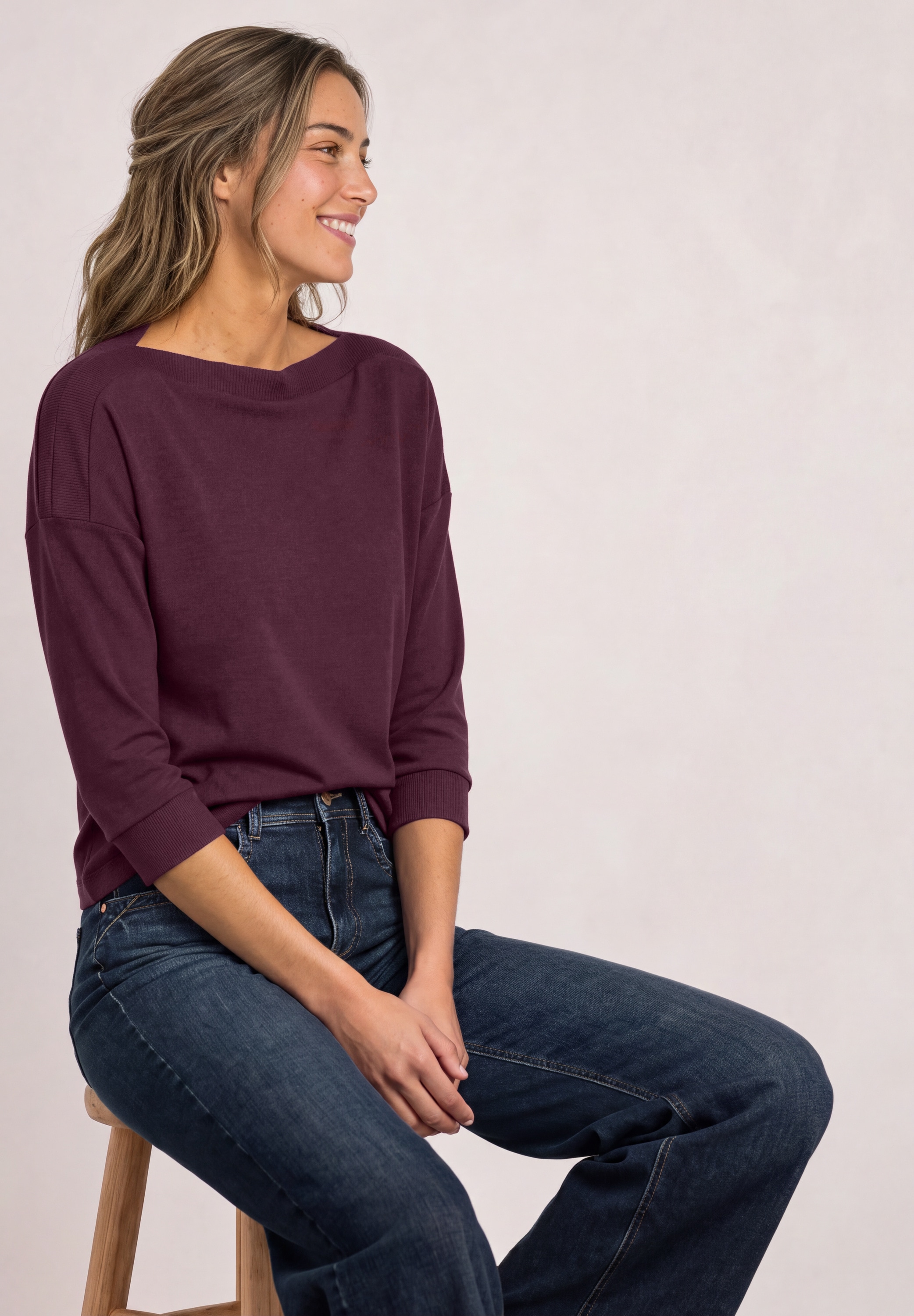 STREET ONE 3/4-Arm-Shirt mit Rippstrukturdetails