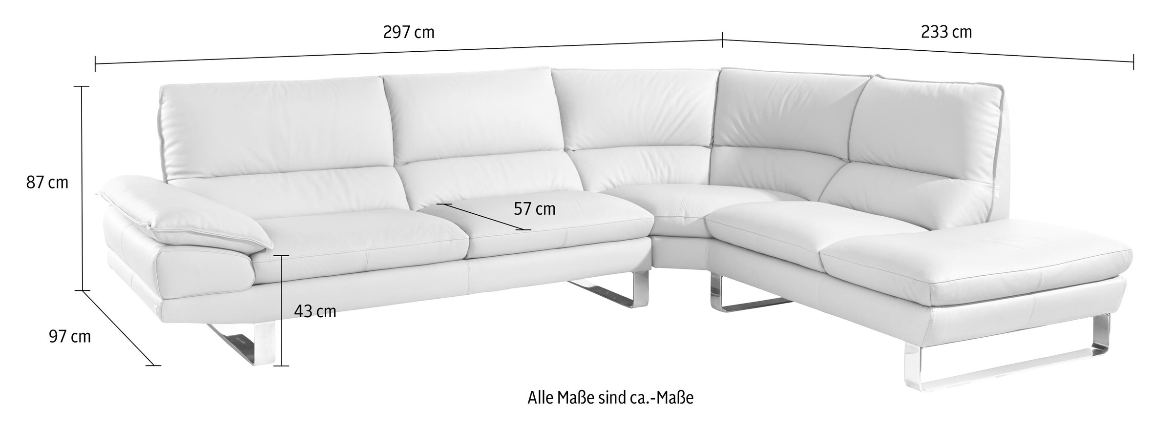 CALIA ITALIA Ecksofa »Dave, italienisches Designsofa mit erstklassigem Sitzkomfort, L-Form«, mit tollen Lederbezügen