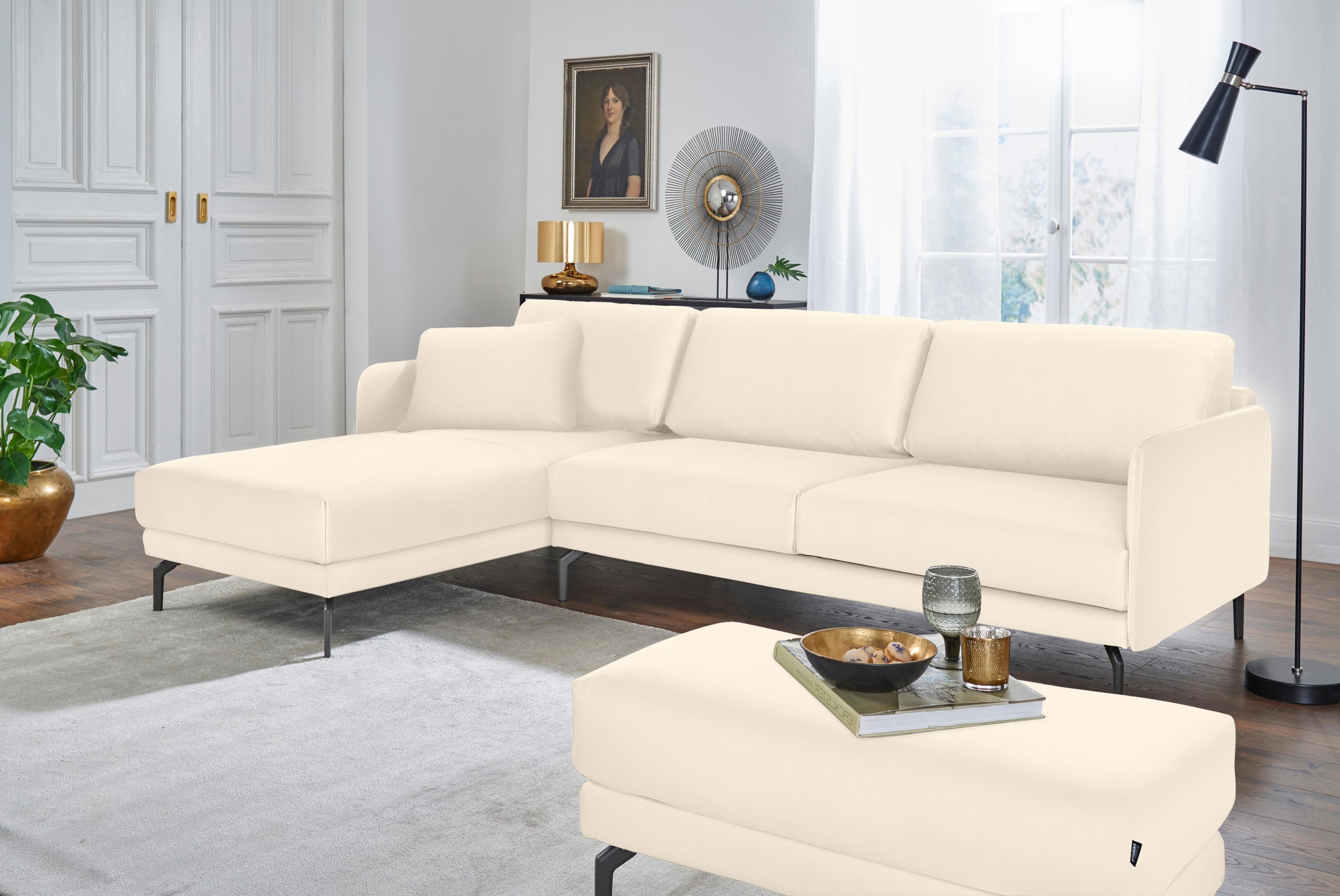 Creation BY ROLF BENZ Ecksofa »CR.450, Designecksofa, Polsterecke, L-Form«, Armlehne sehr schmal, Breite 234 cm, Alugussfüße in umbragrau