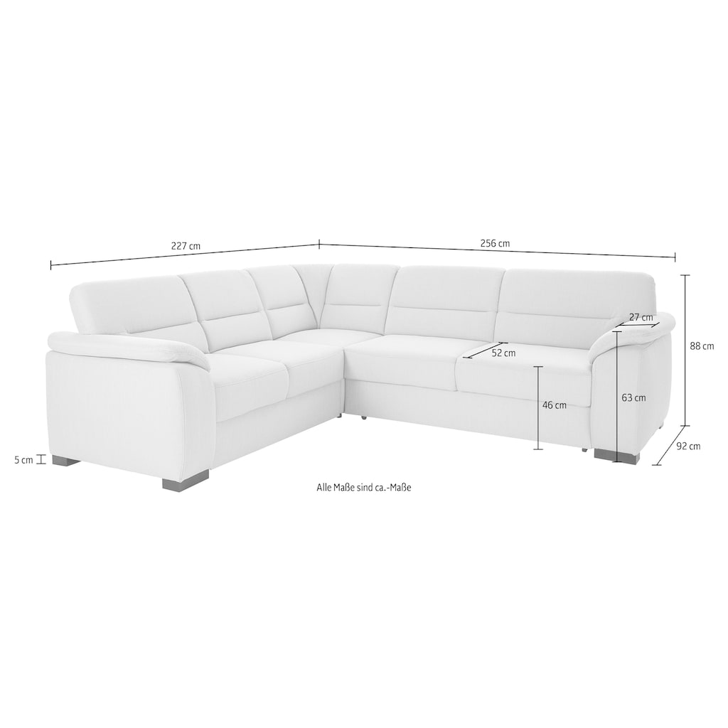 sit&more Ecksofa »Montego«, wahlweise mit Bettfunktion und Schubkasten