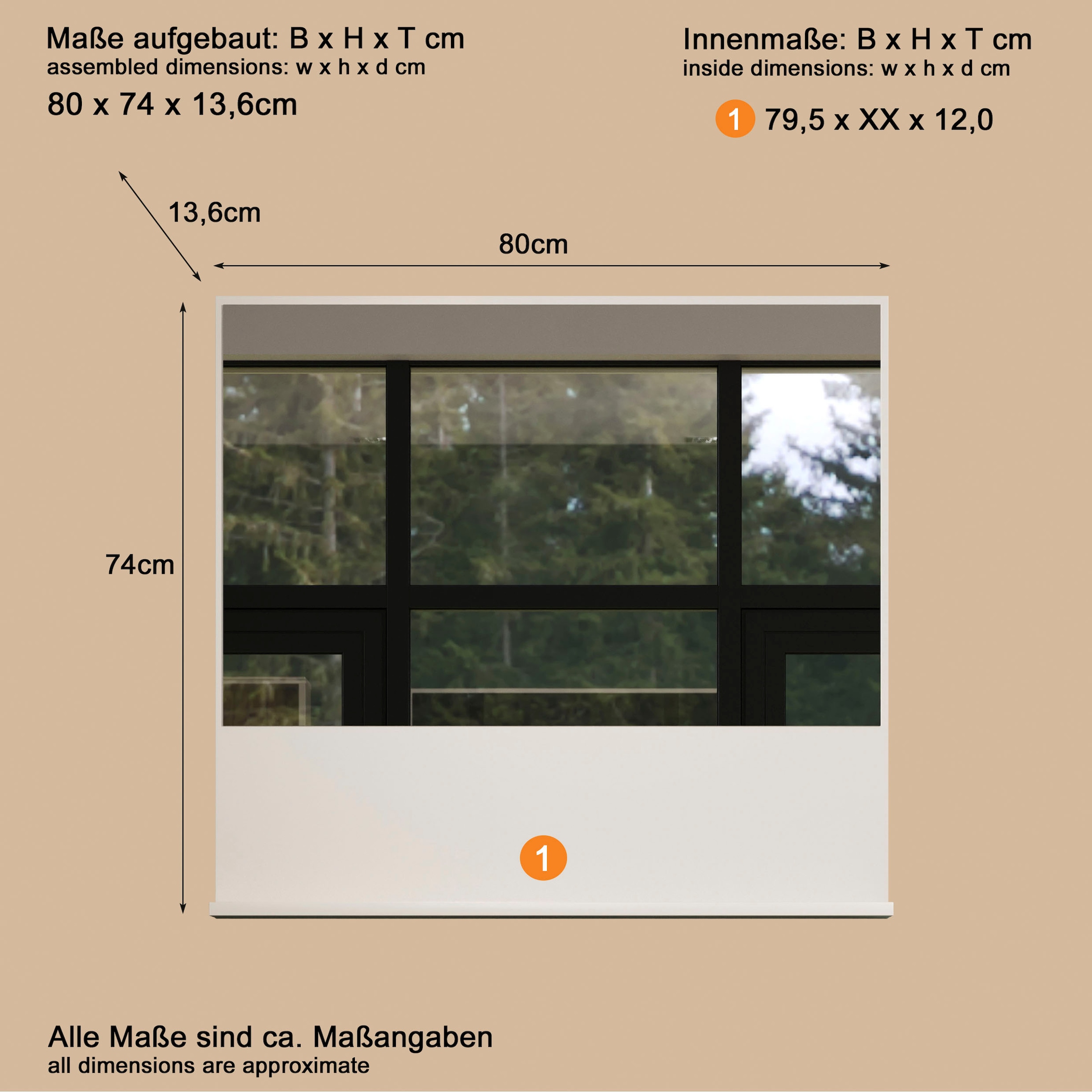 welltime Wandspiegel »San Pedro« Kompakter Badspiegel mit Ablagefläche – Maße (B/T/H) 80/14/74 cm