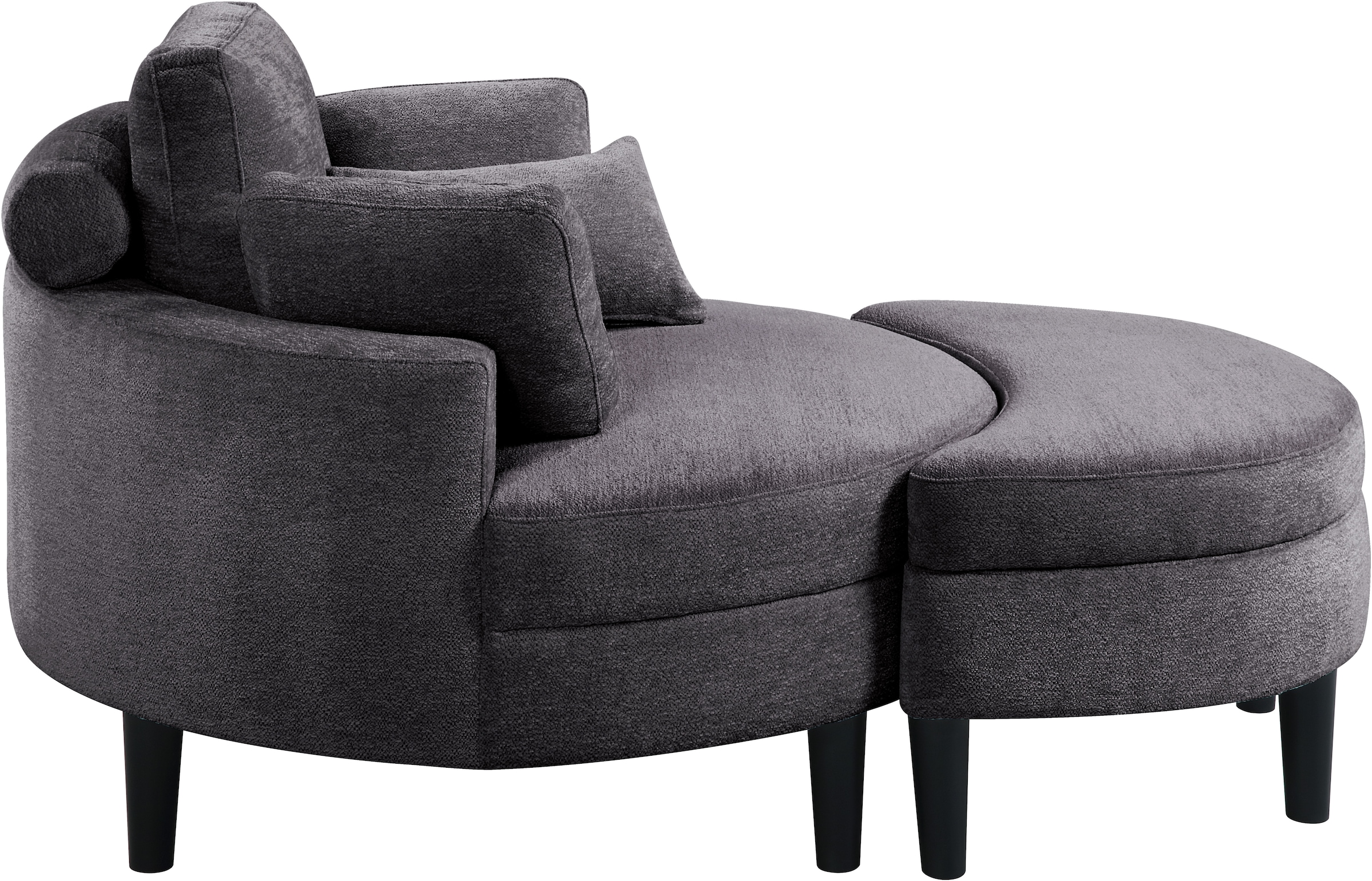 ATLANTIC home collection Loveseat »Ravi, B: 114 cm«, XXL- Sessel, mit Stauraumhocker, Rückenstütze & 4 Zierkissen