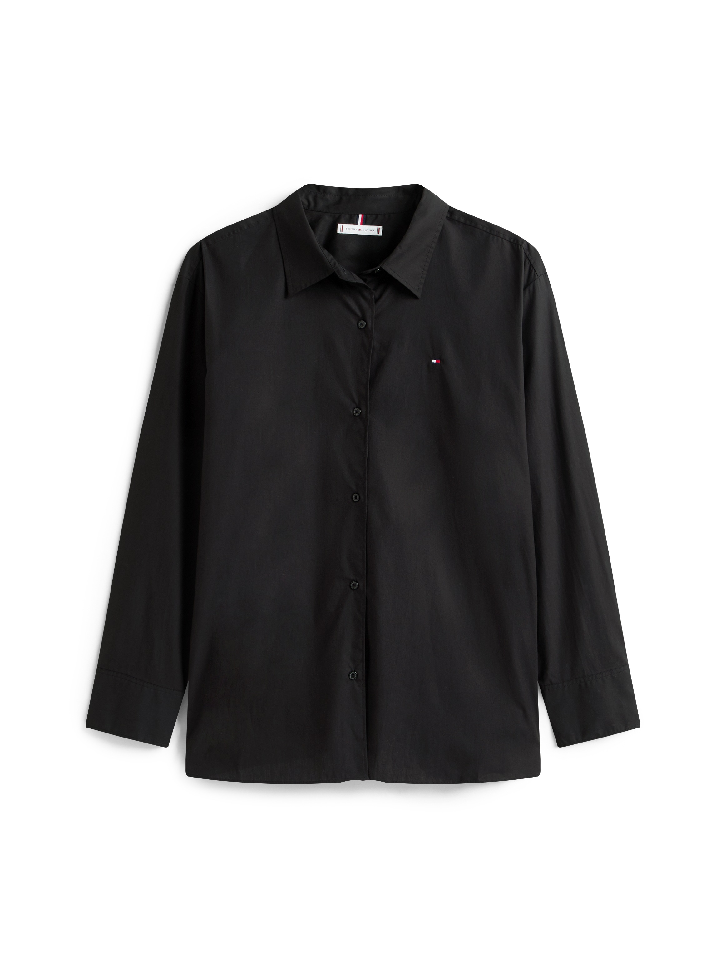 Tommy Hilfiger Hemdbluse »ESS POPLIN EASY FIT SHIRT«, Hinten länger geschnitten mit abgerundetem Saum