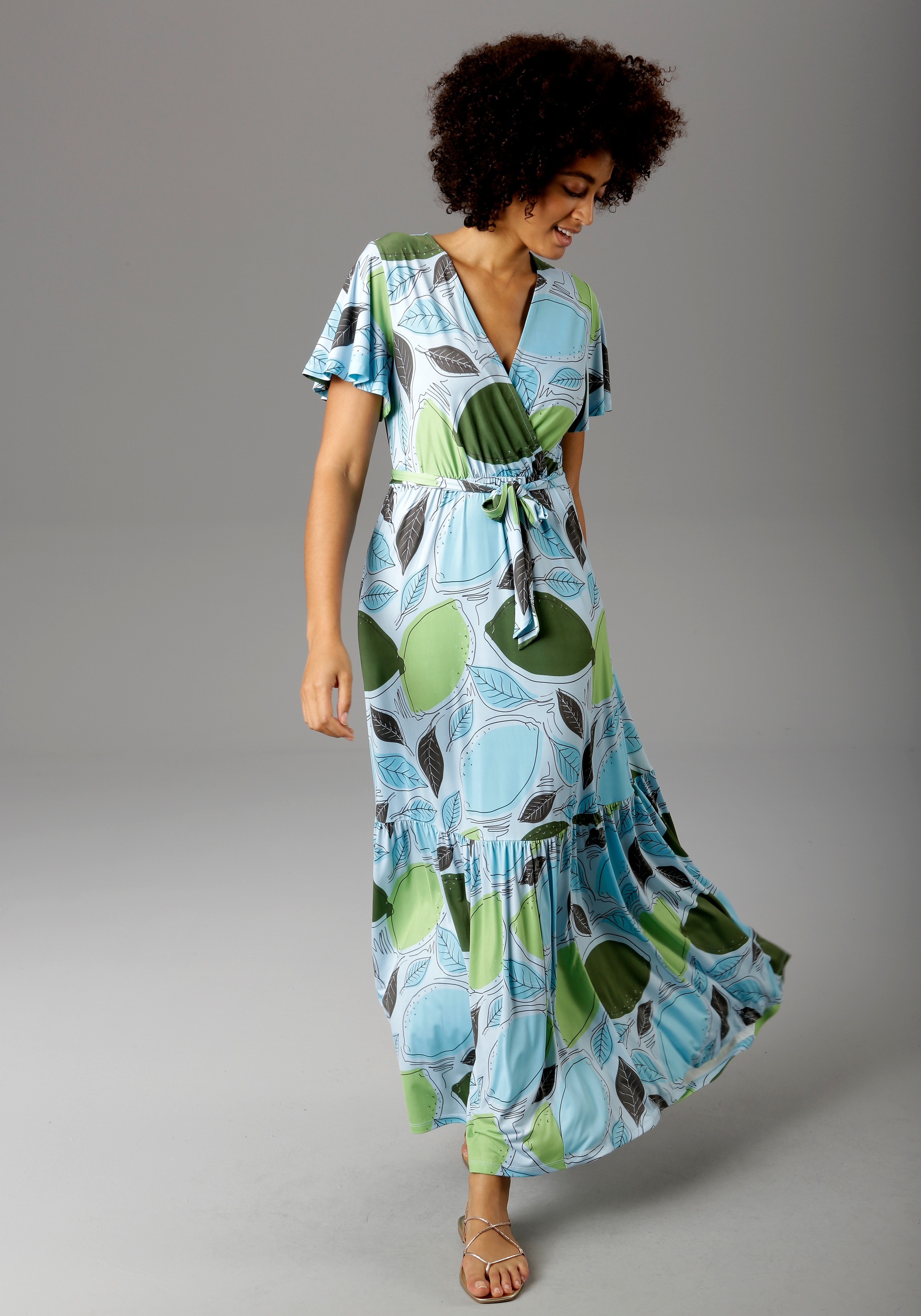 Aniston CASUAL Maxikleid, mit Schlaufen und Bindeband - NEUE KOLLEKTION