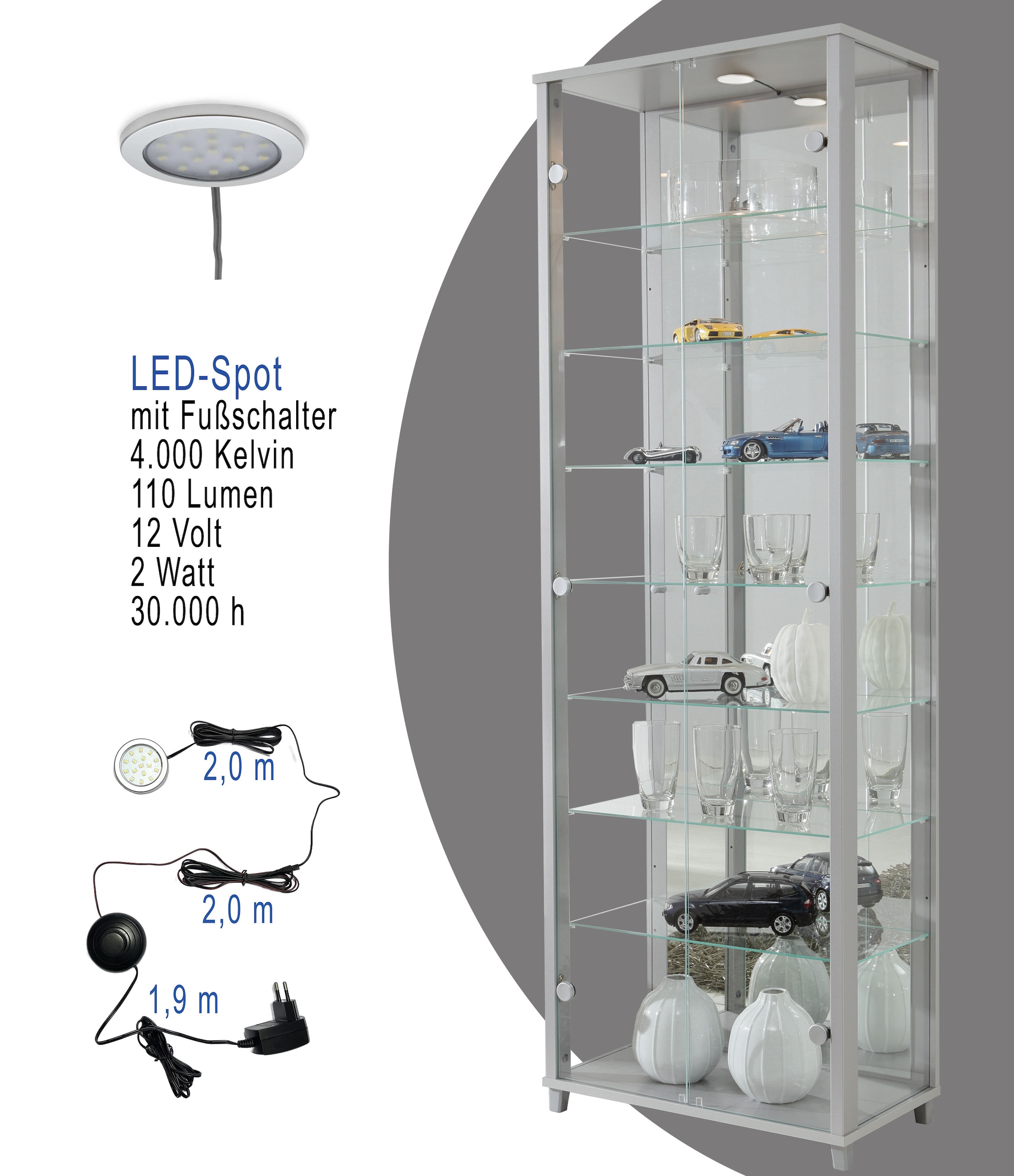 fif möbel Vitrine »OPTIMA«, Standvitrine/Glasvitrine 2x Glastür,perfekt für Sammler,Sammlervitrine