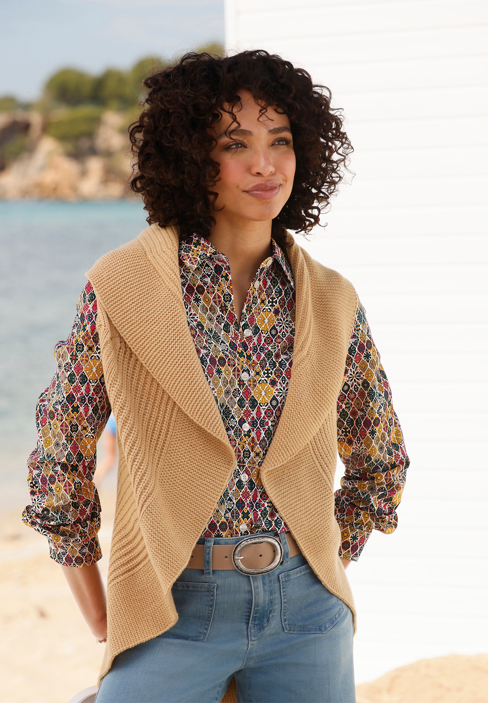heine Strickweste »Strickweste Strickjacke mit Ajourmuster«