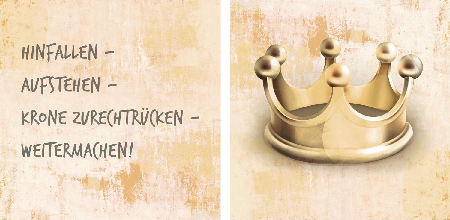 queence Leinwandbild »Krone«, Königinnen-Prinzen-Prinzessinnen-Kunst-Modern-Spa-Spa Bilder-Sprüche-Sprüche & Texte-Schriftzug-Schriftzüge-Könige, (Set), Premium-Leinwandstoff, Handarbeit aus Deutschland, Spruch, 2er Set
