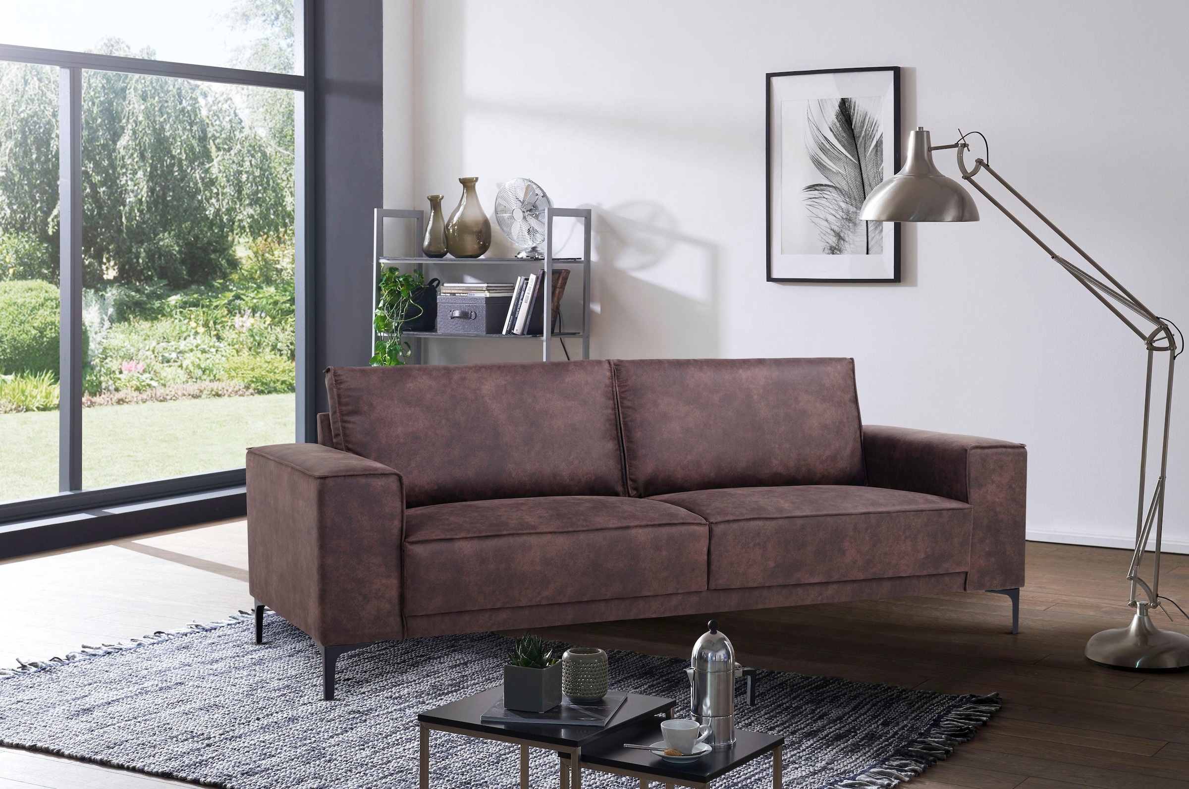 OTTO home 3-Sitzer »OLAND Luxus-Microfaser, Sofa, B: 224 cm, Skandi-Design« Struktur, Flachgewebe, Luxus-Microfaser, Boucle