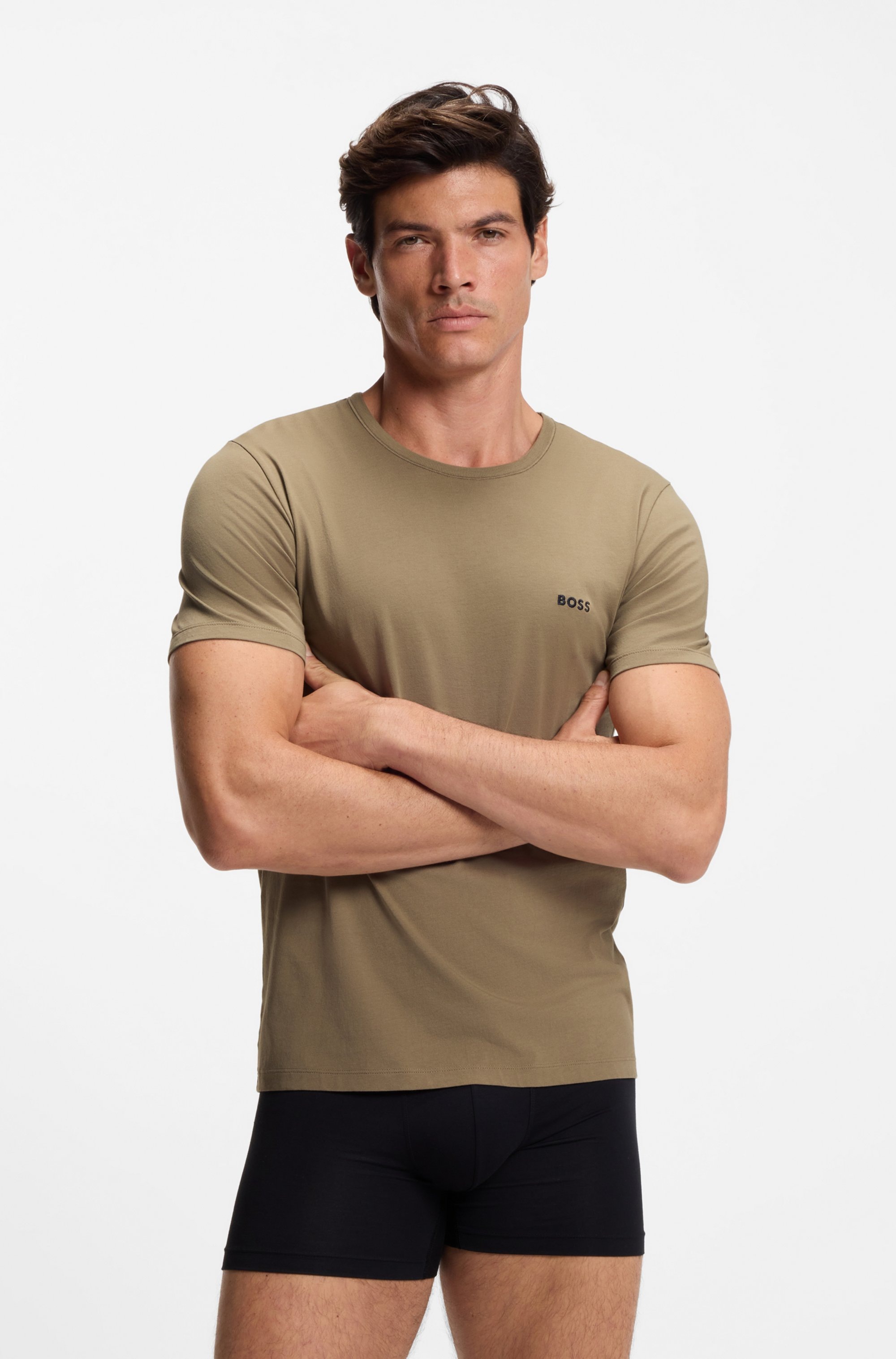 BOSS T-Shirt »TShirtRN 3P Classic« 3 tlg. mit Logostickerei