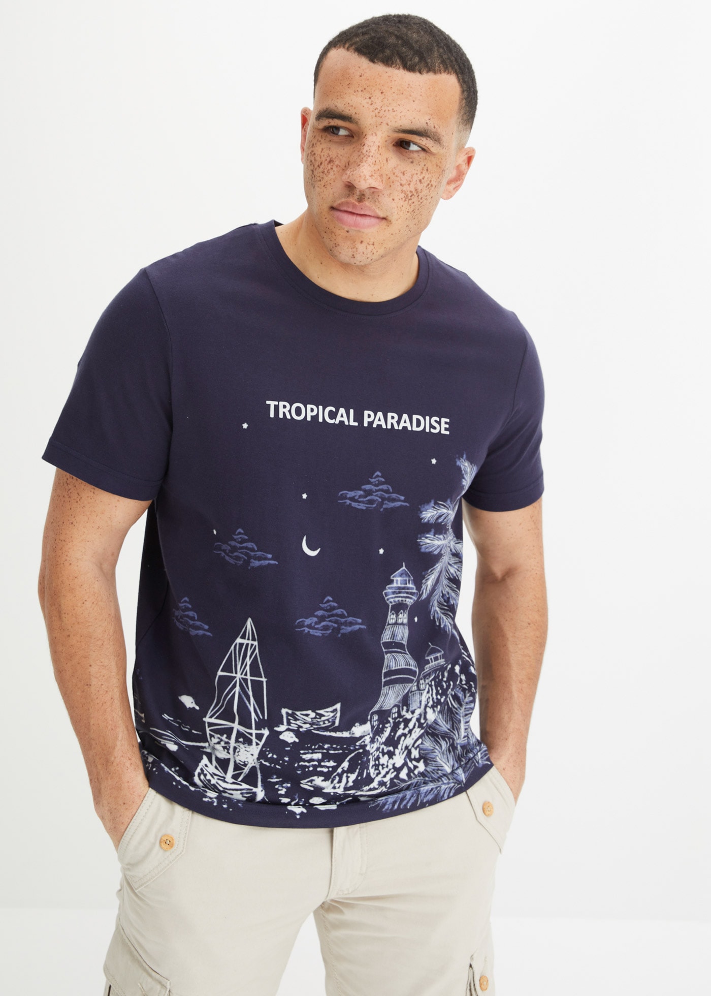 bonprix T-Shirt »T-Shirt aus reiner Baumwolle« Regular Fit, Kurzarm, Rundhalsausschnitt, aus Baumwolle