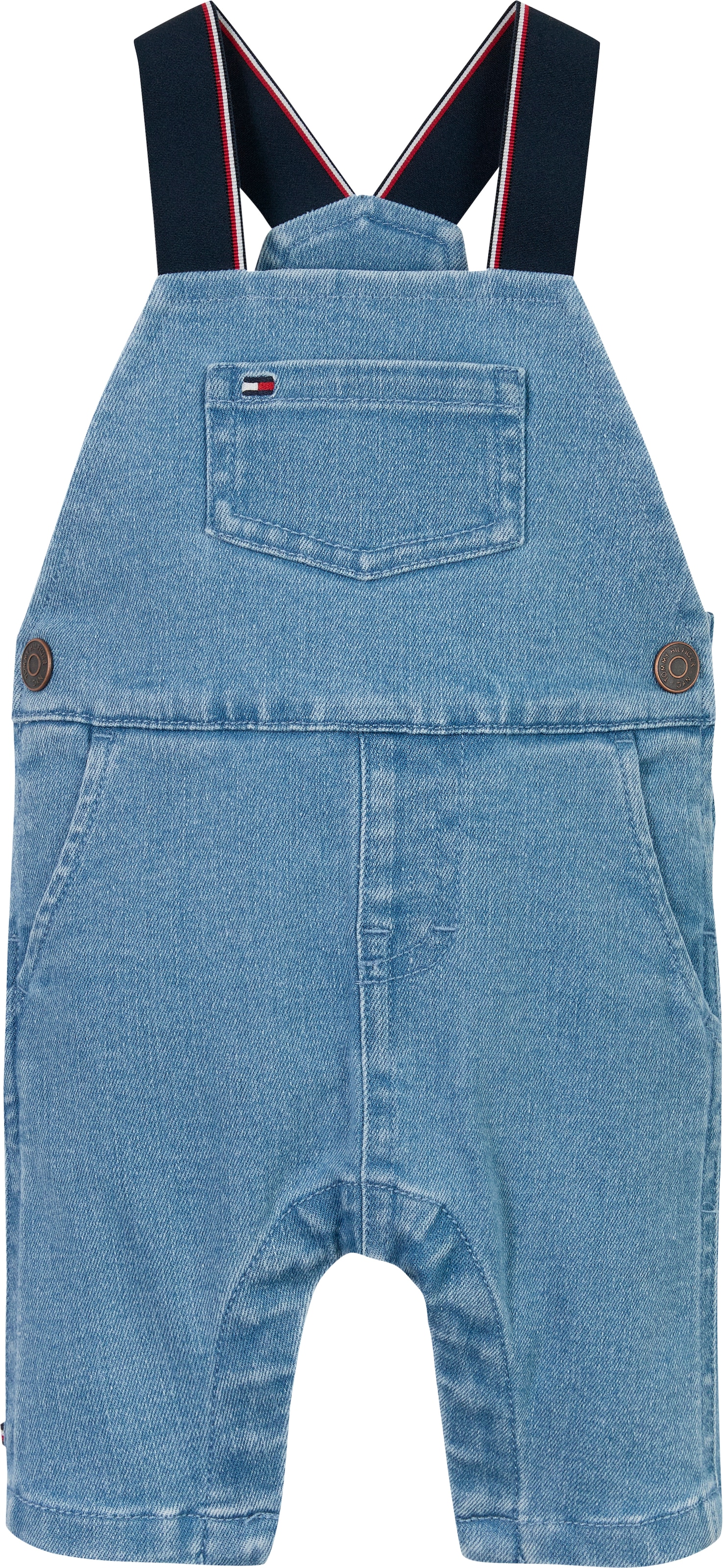 TOMMY HILFIGER Latzhose »DENIM DUNGAREE«, mit Logostickereien, mit Knopfverschluss