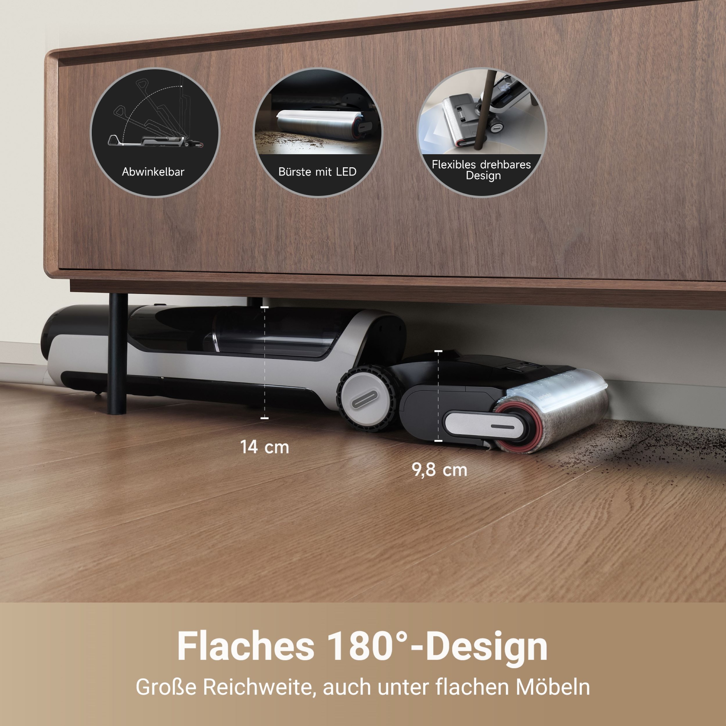 Dreame Nass-Trocken-Sauger »Dreame H14 Pro mit 18.000 Pa Saugkraft«, Flexible und gründliche 180° Reinigung, schnelle Trocknung der Bürste