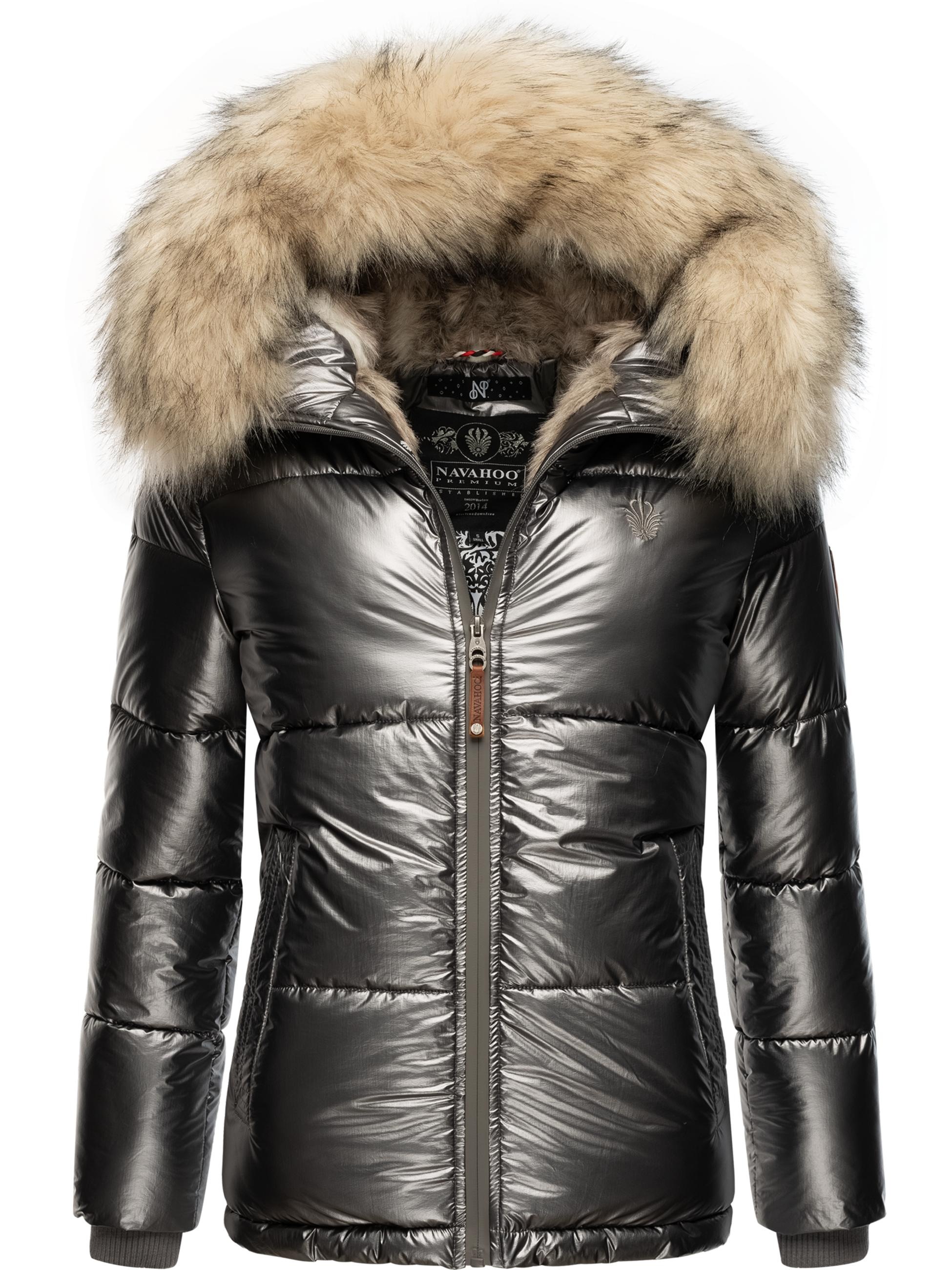 Navahoo Winterjacke »Winterjacke Tikunaa«, mit Kapuze, warm gefütterte Damen Steppjacke mit Kunstfellkapuze