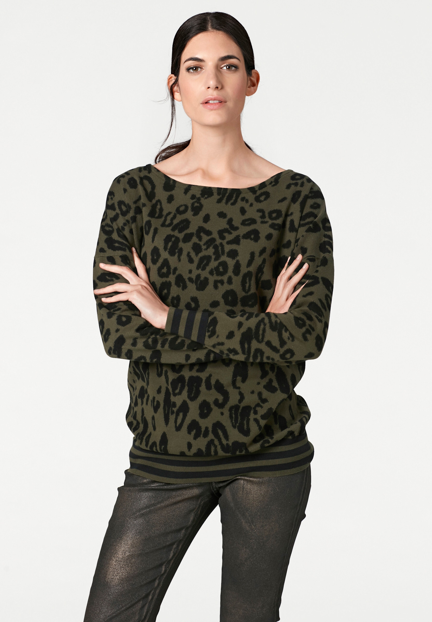 heine Longpullover »Druck-Pullover Rundhalspullover mit Leo-Print«