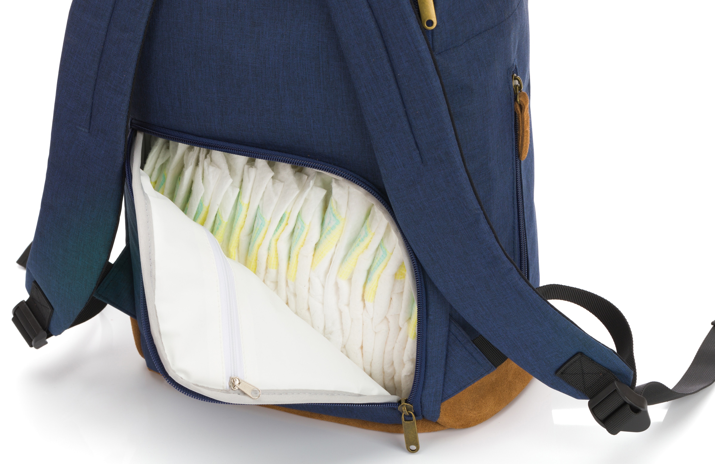 Fillikid Wickelrucksack »Berlin, navy melange«, Reflektoren, inkl. Wickelauflage