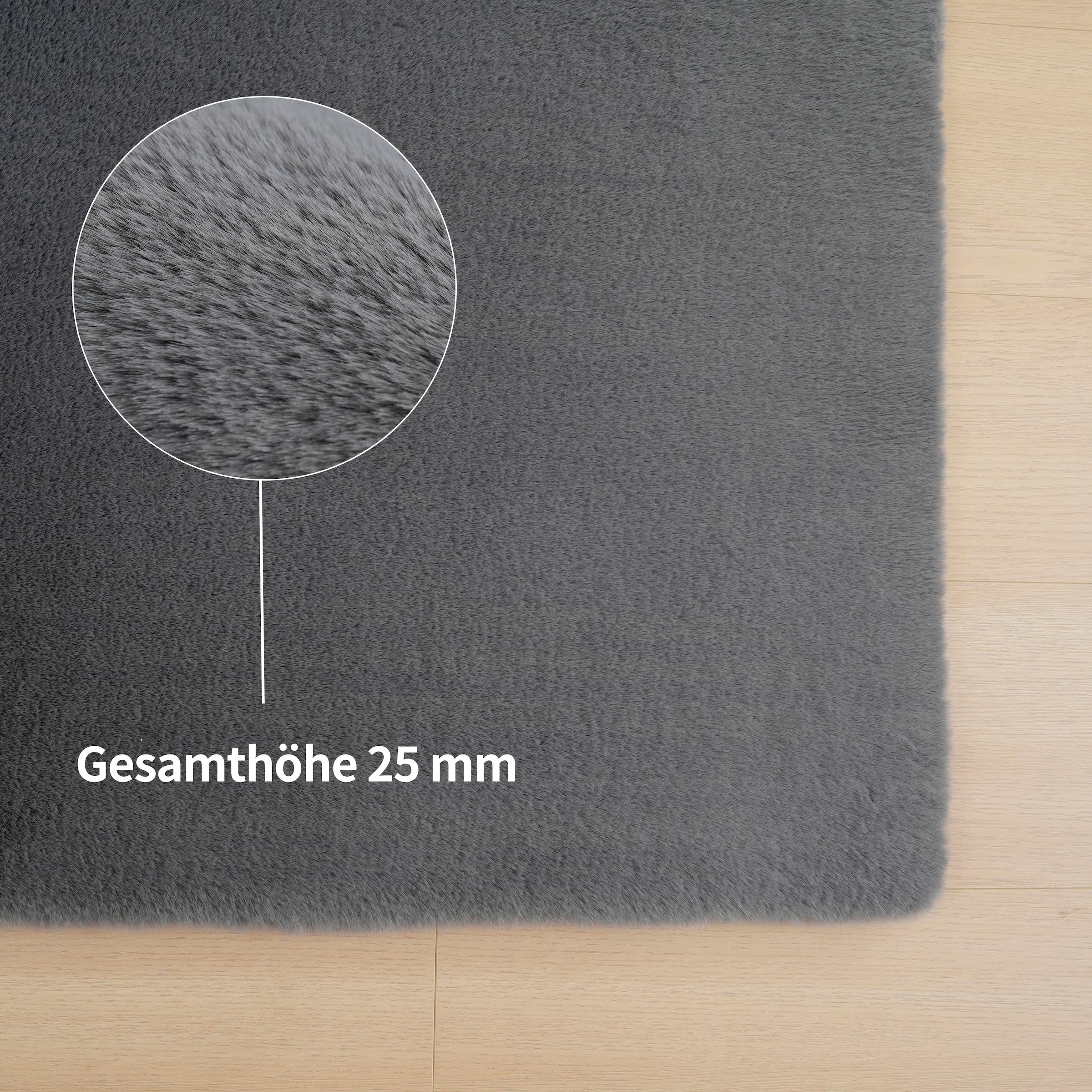 Bruno Banani Fellteppich »Rabbit 2, Kunstfell Teppich, Modern«, rechteckig, 25 mm Höhe, Kaninchenfell-Haptik, sehr weich, Wohnzimmer, Schlafzimmer, Esszimmer