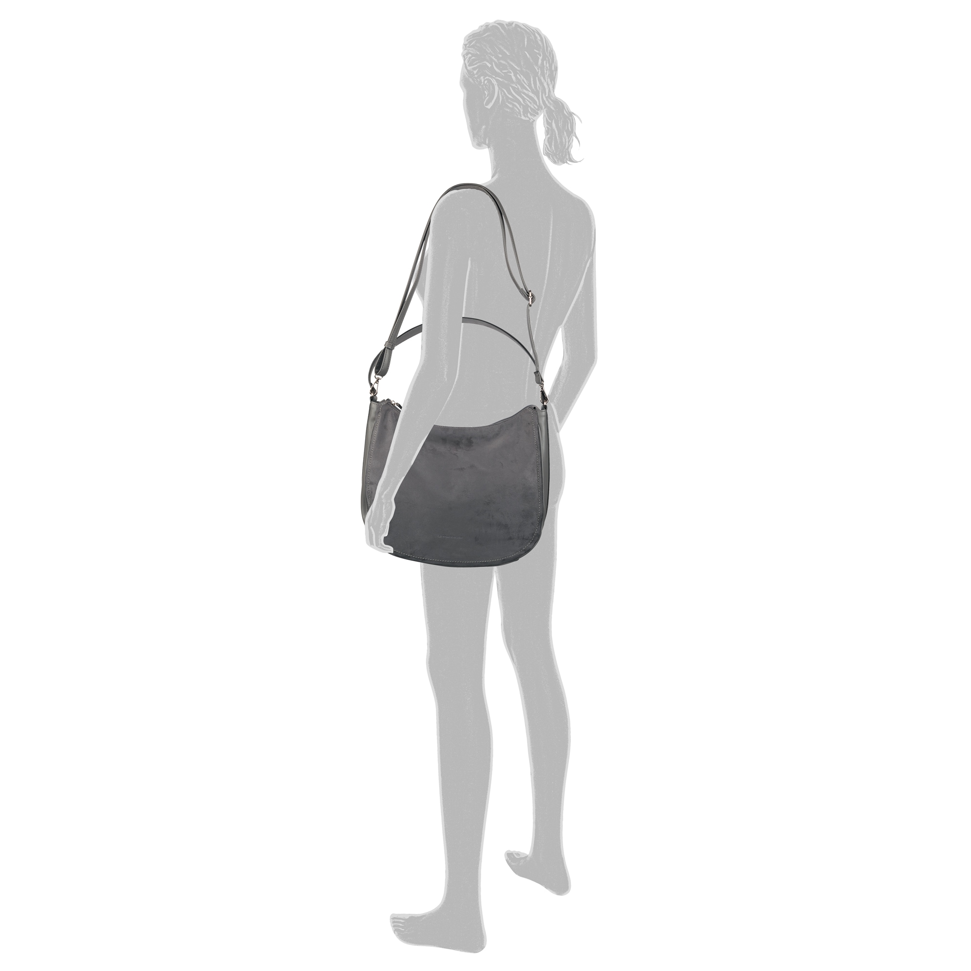 TOM TAILOR Hobo »Lorella«, aus weichem Suede-Imitat mit fein genarbtem Lederimitat besetzt