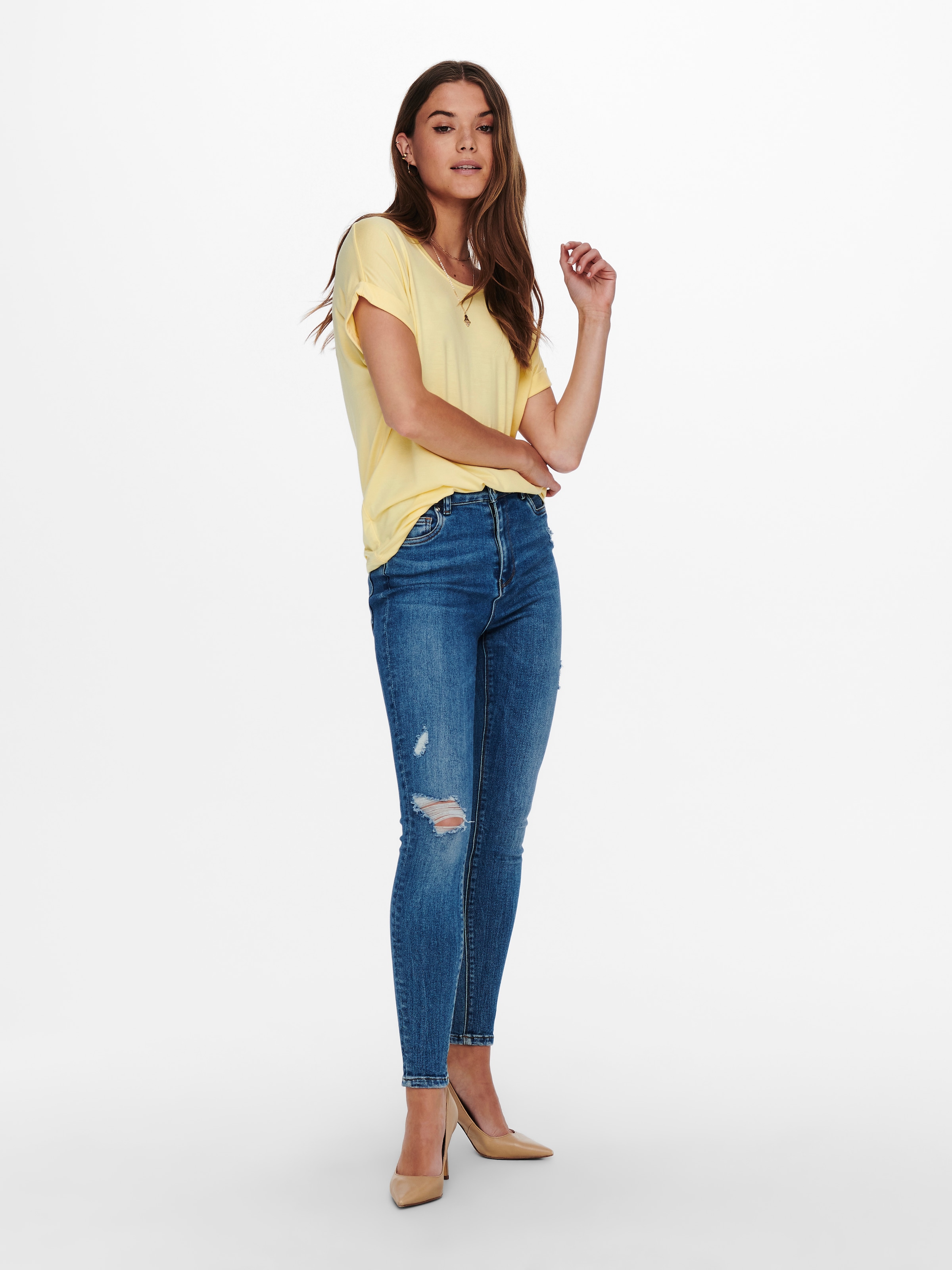 ONLY T-Shirt »ONLMOSTER – Kurzarmshirt mit Aufschlag und klassischem Look« Viskosemischung, regular fit