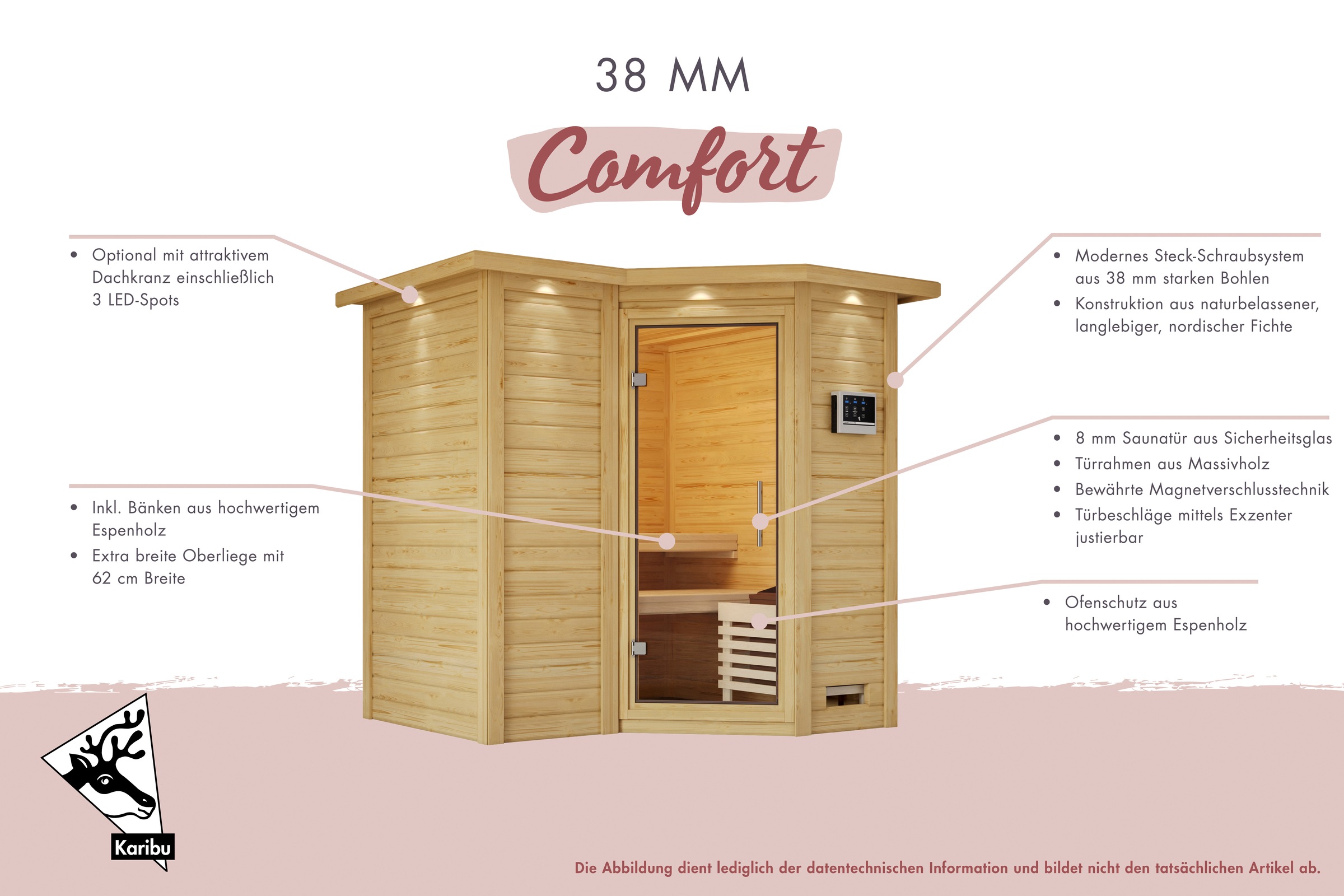 Karibu Sauna »Menja« Set,  ohne Ofen