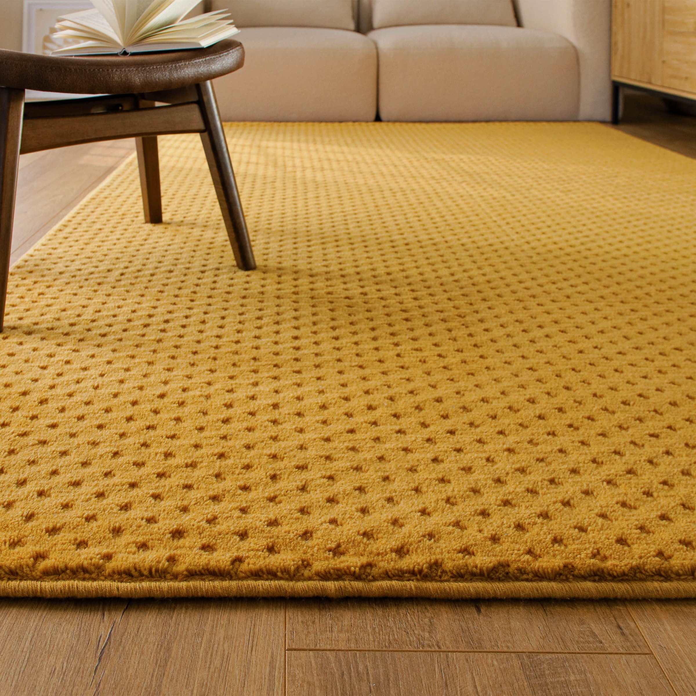 Wecon home Teppich »Castello THREE« rechteckig 7 mm Höhe Schurwolle, Kurzflor mit Hoch-Tief-Effekt, Wohnzimmer, Punktmuster