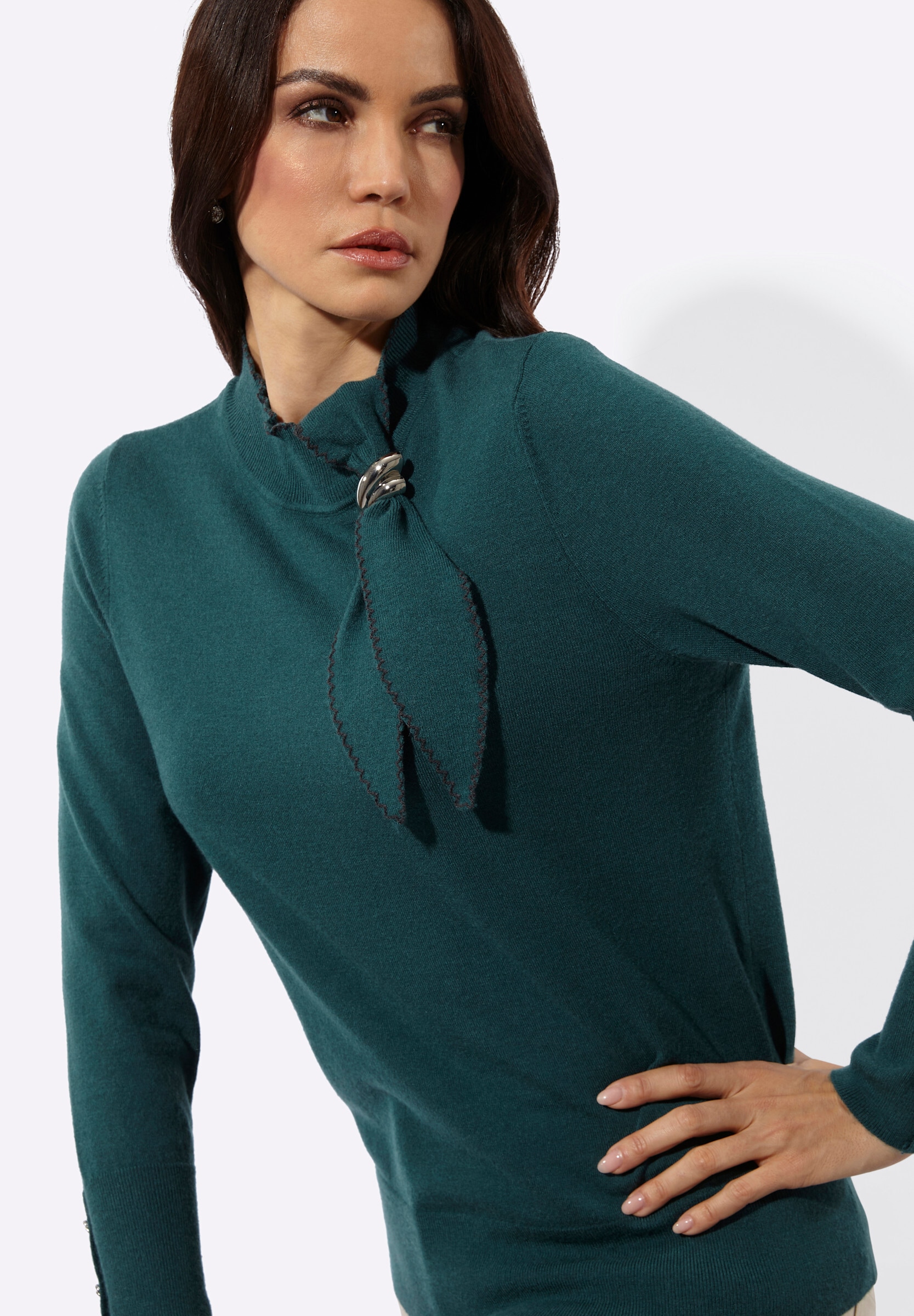 creation L Strickpullover »Modal-Mix-Pullover Stehkragenpullover mit modischer Schluppe«