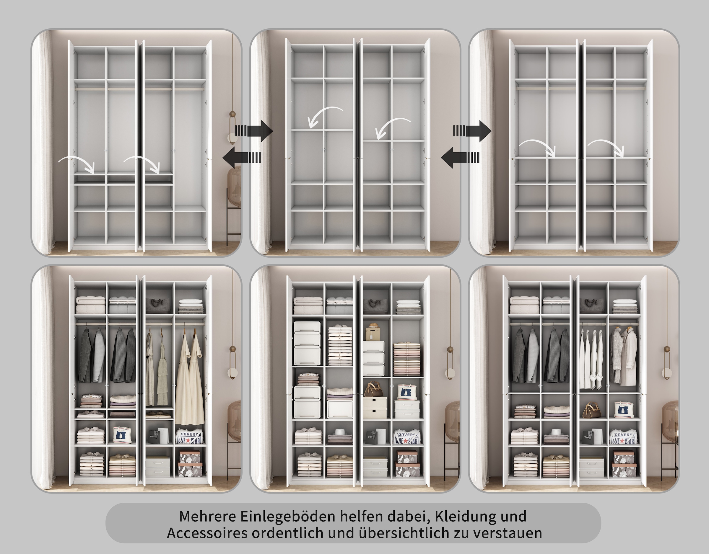 OTTO home Kleiderschrank »Jorella Schlafzimmerschrank Garderobe mit Softclose« eleganter Schlafzimmerschrank Rillendesign Trend Breite 161cm