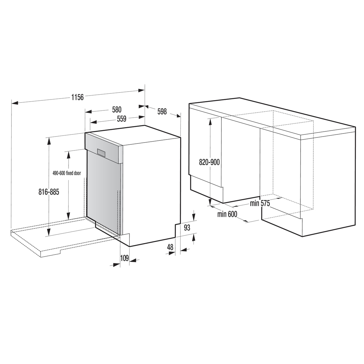 GORENJE teilintegrierbarer Geschirrspüler »GI663B95X« 9,4 l 16 tlg. Maßgedecke 16 Maßgedecke, auto. Türöffnung, Besteckschublade