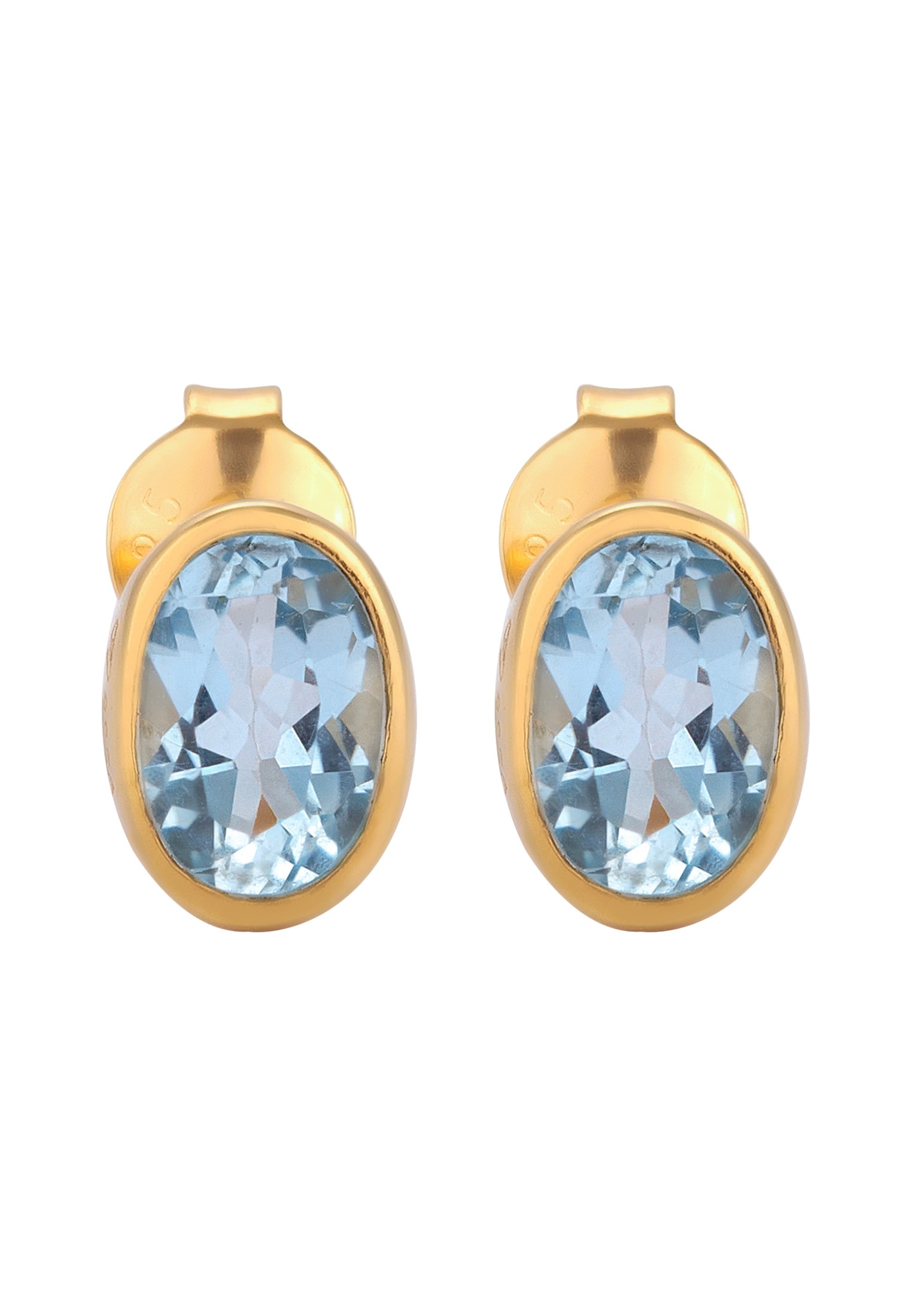 Elli Paar Ohrstecker »Ohrringe Ohrstecker Oval Topas Hellblau 925 Sterling Silber«
