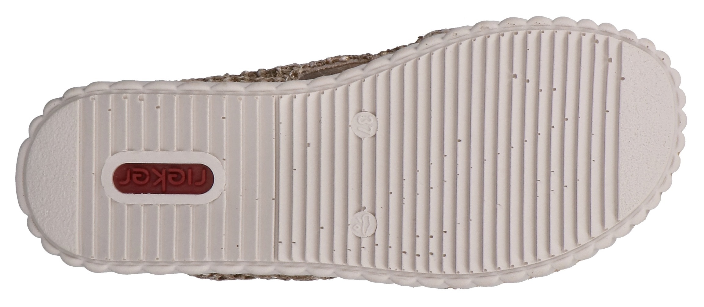 Rieker Pantolette  Sommerschuh, Strandschuh, Keilpantolette mit Bastumrahmung