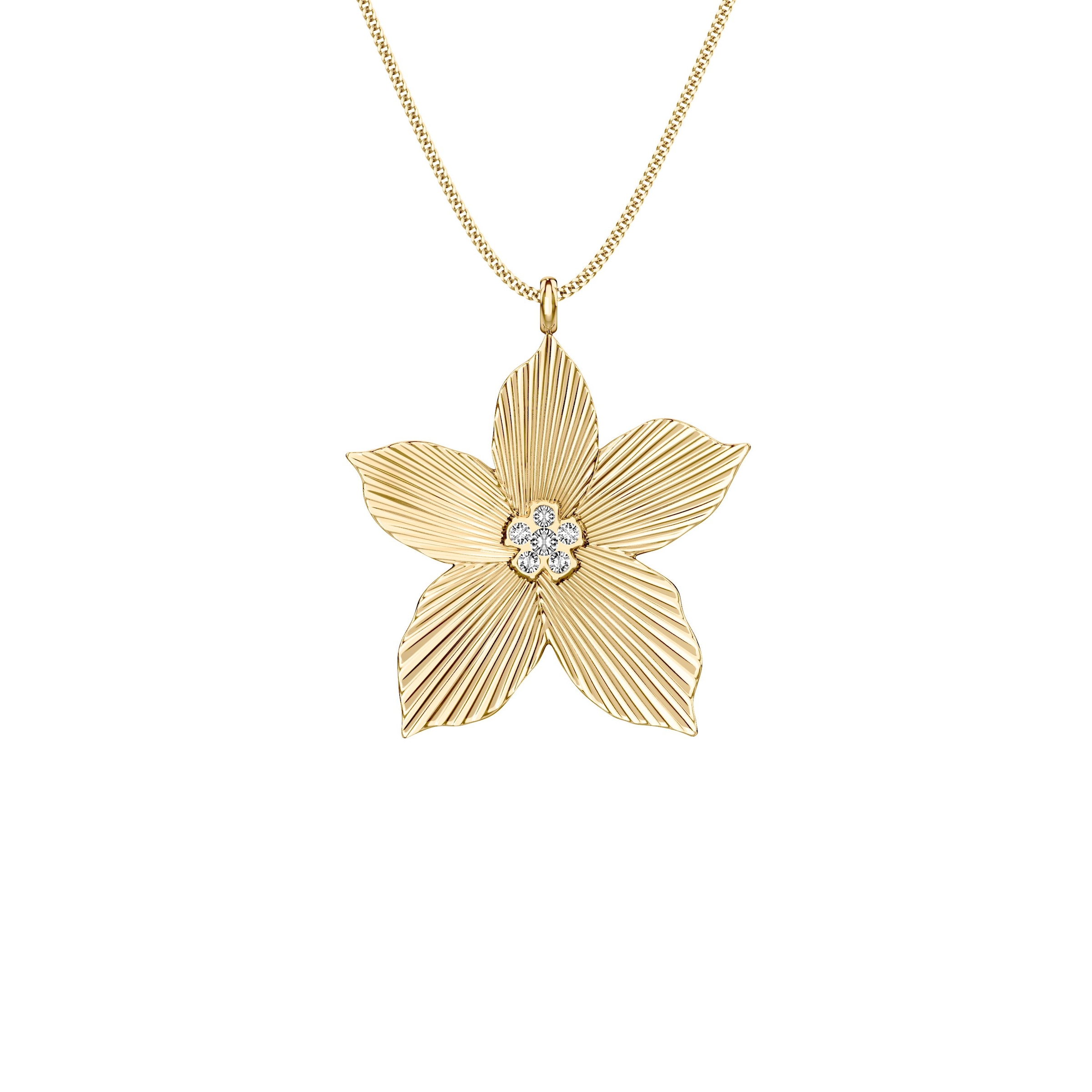 Fossil Kette mit Anhänger »Schmuck Geschenk Edelstahl Halskette Blume Sutton« mit Glasstein