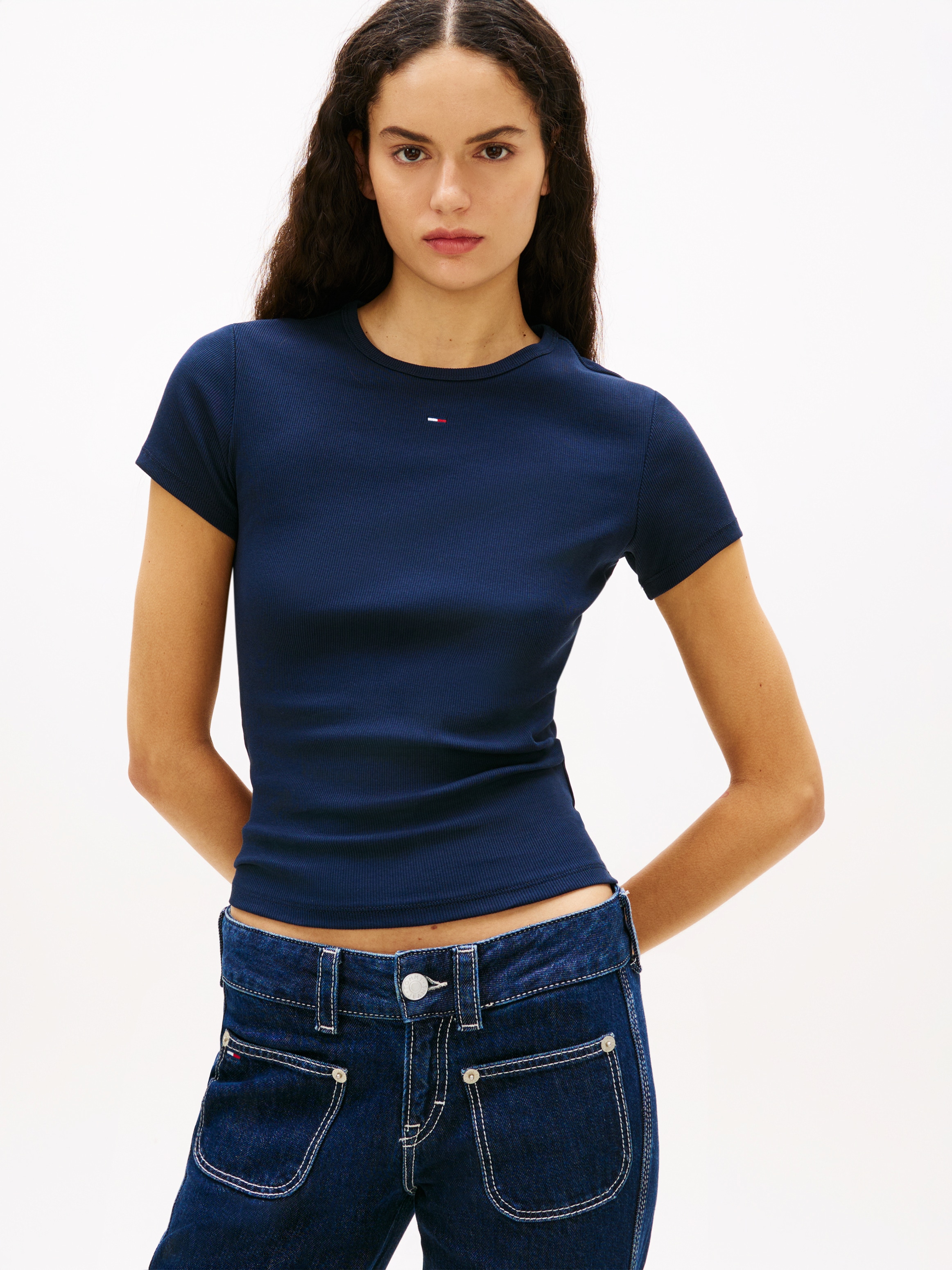 Tommy Jeans Kurzarmshirt »TJW 2PACK SLIM ESSENTIAL RIB SS« Packung, 2er-Pack, 2 Stk. mit gerippter Struktur