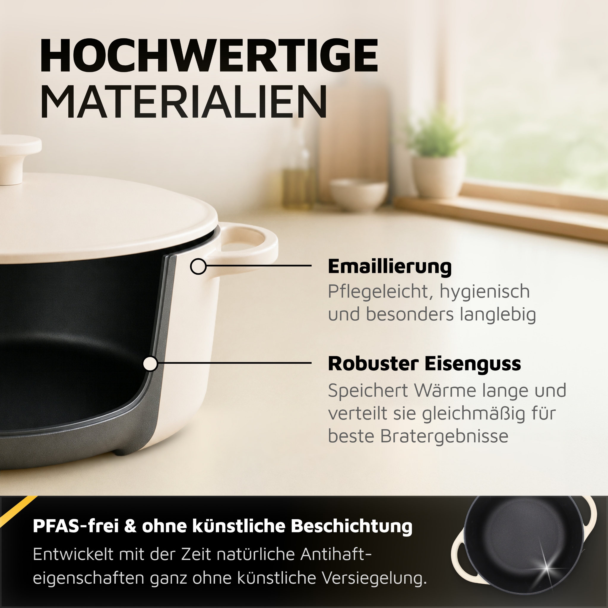 Krüger Fleischtopf »Eisenguss Fleischtopf mit Deckel SAVANNA, 24 cm« 1 Stk. tlg. Gusseisen