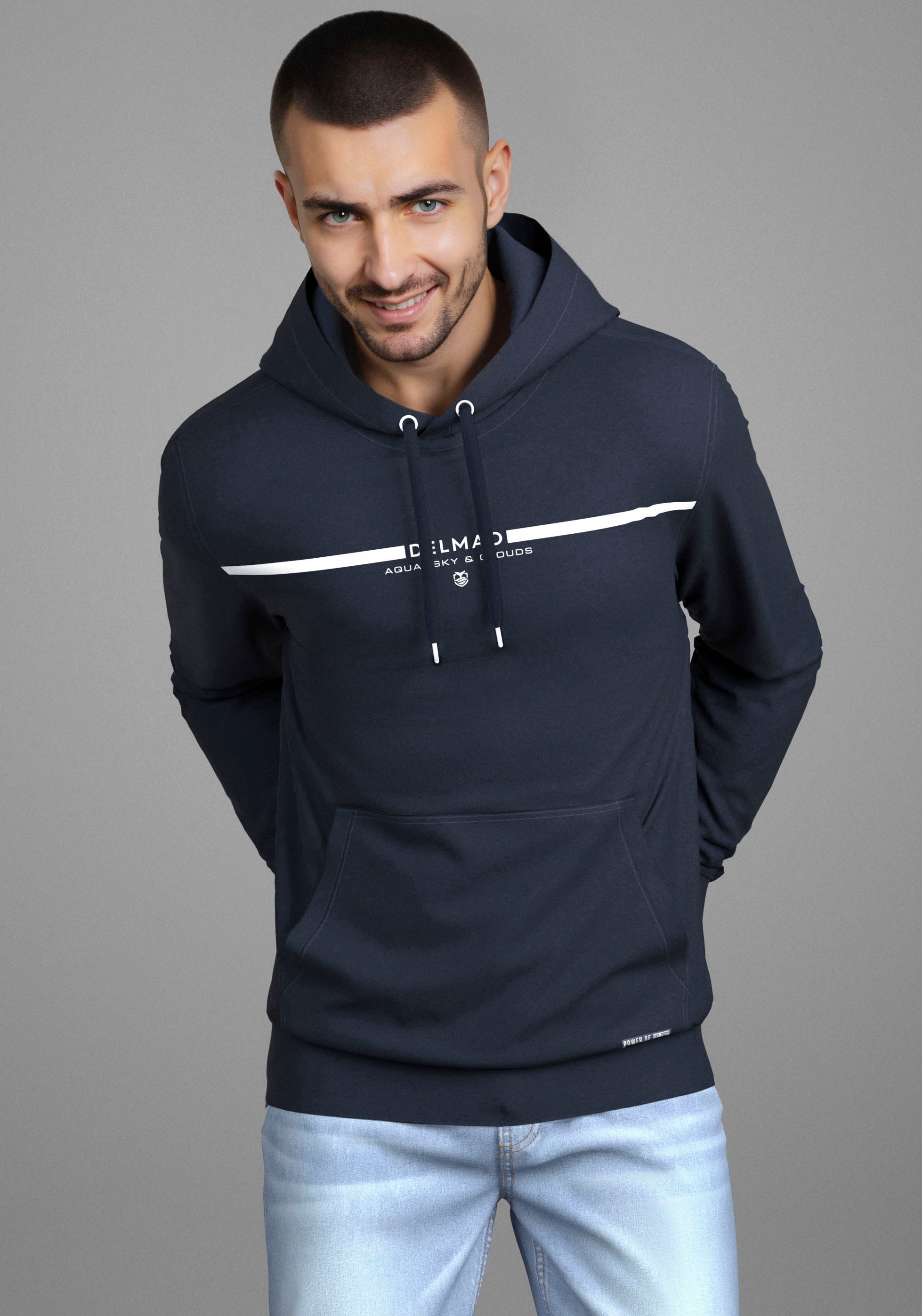 DELMAO Kapuzensweatshirt Langarm, lockere Passform, mit Print, mit Kapuze