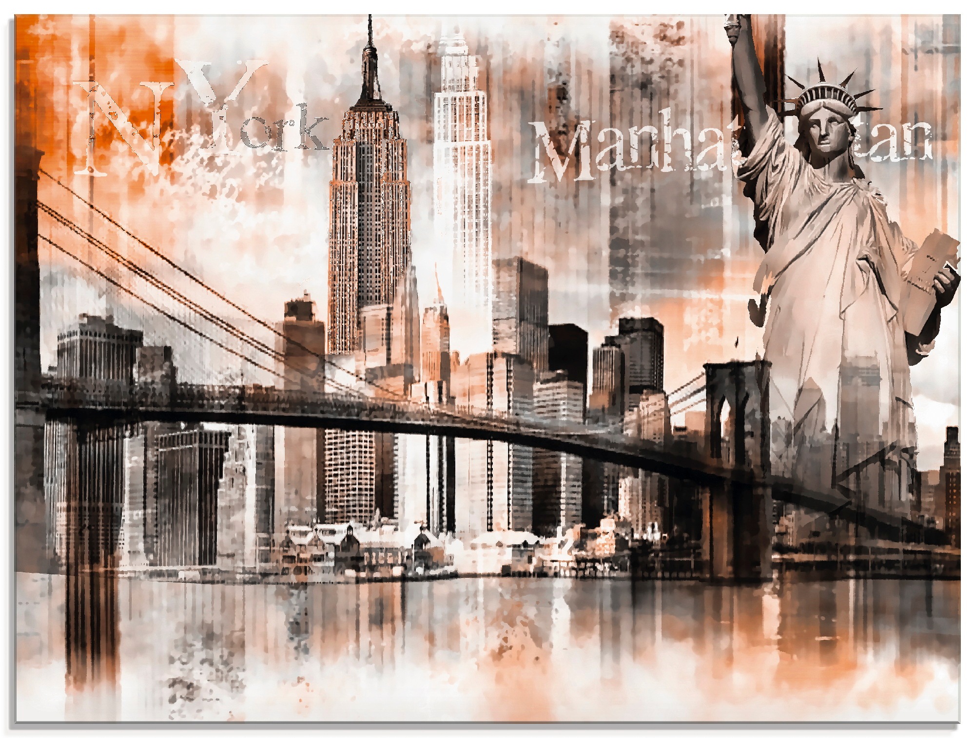 Artland Glasbild »New York Skyline Collage V«, Amerika, (1 St.)