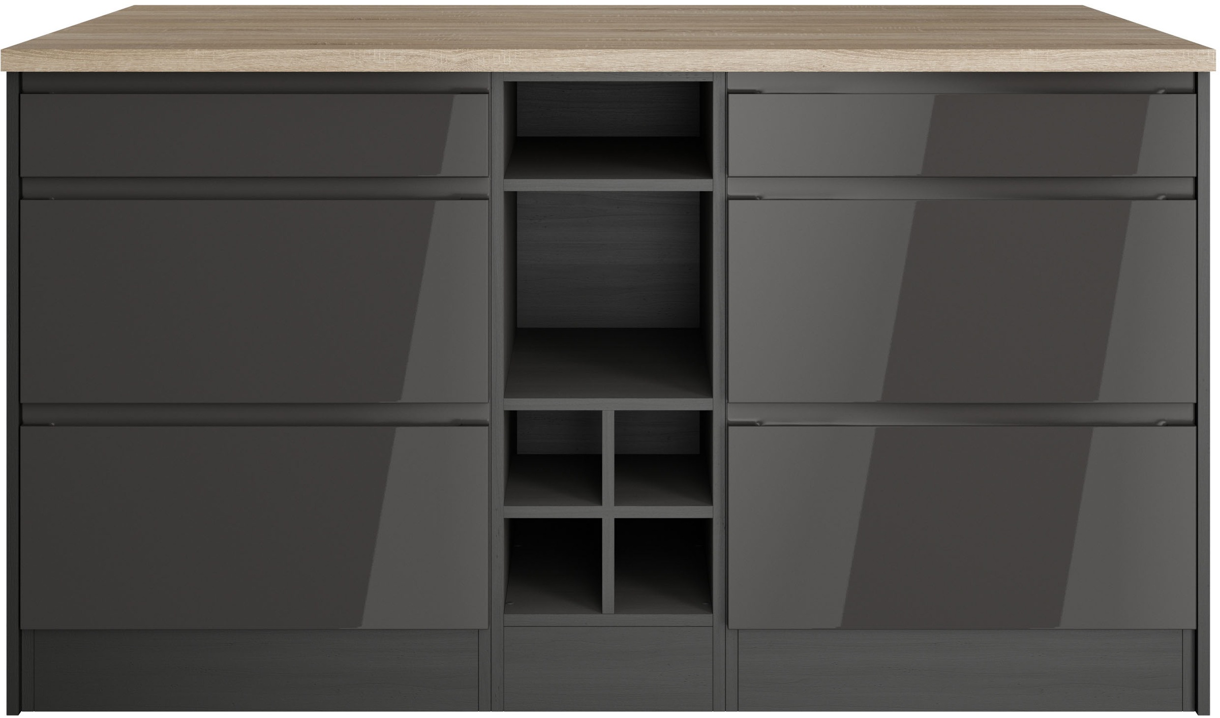 KOCHSTATION Kücheninsel »KS-Virginia«, Breite 153 cm, MDF-Fronten, Flaschenregal