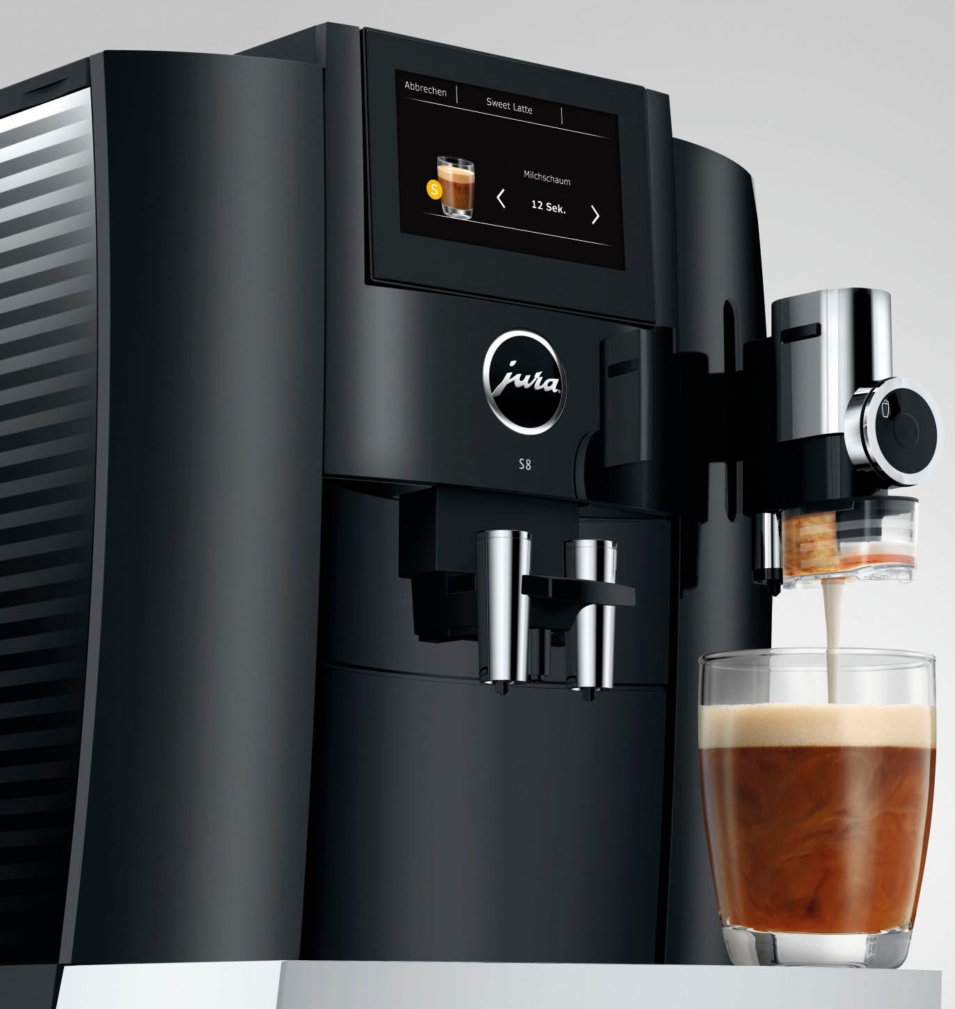 JURA Kaffeevollautomat »15482 S8 (EB), Piano Black« 27 Spezialitäten, Touch, Sweet Foam & Sirupaufsatz