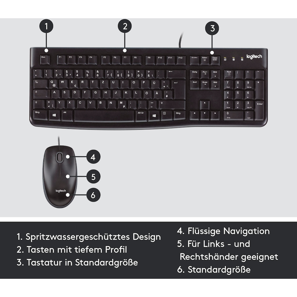 Logitech Tastatur- und Maus-Set »Desktop MK120«