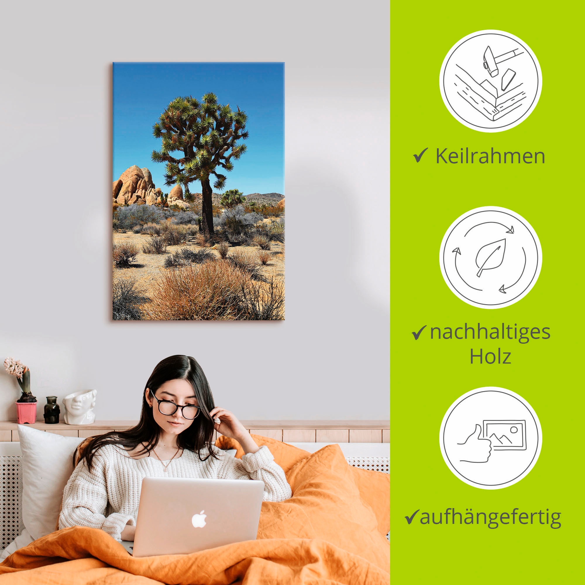 Artland Leinwandbild »Joshua Tree in der Mojave Wüste III«, Wüste, (1 St.), auf Keilrahmen gespannt