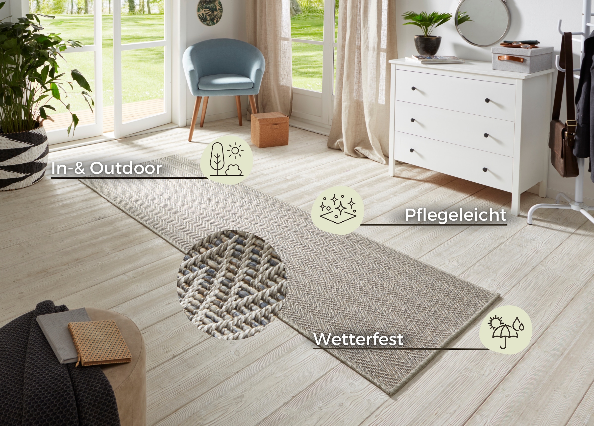 HANSE Home Läufer »Nature 500«, rechteckig, 5 mm Höhe, Flachgewebe, In- & Outdoor, Rutschfest, Flur, Küche, Garten, Terrasse