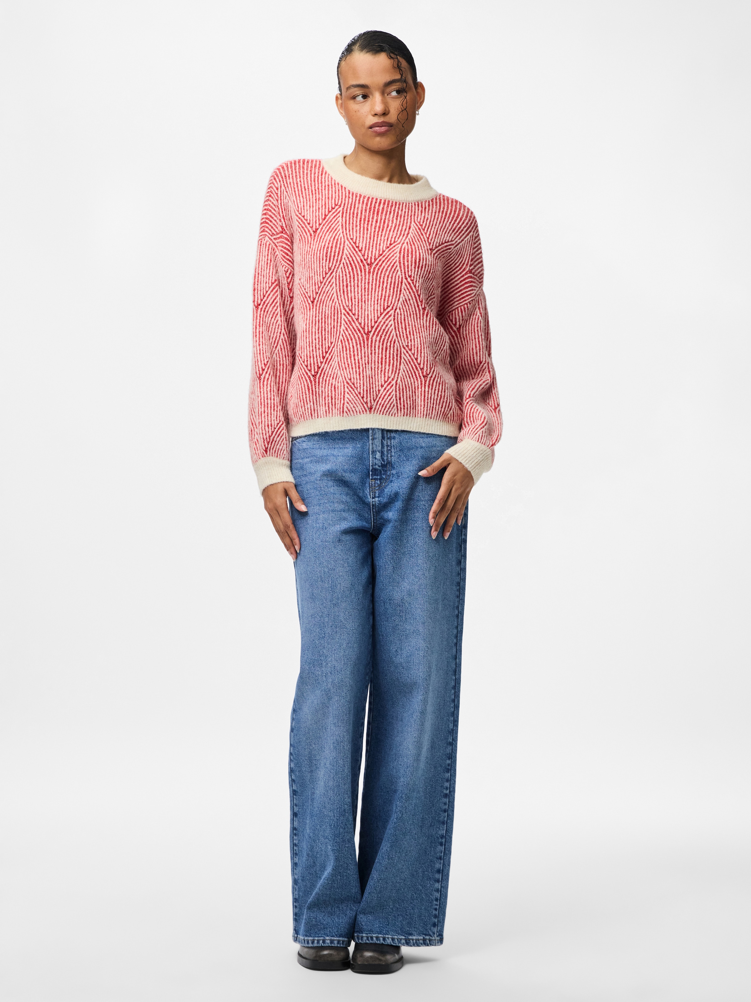 pieces Rundhalspullover »PCJENNA LS O-NECK KNIT NOOS BC«