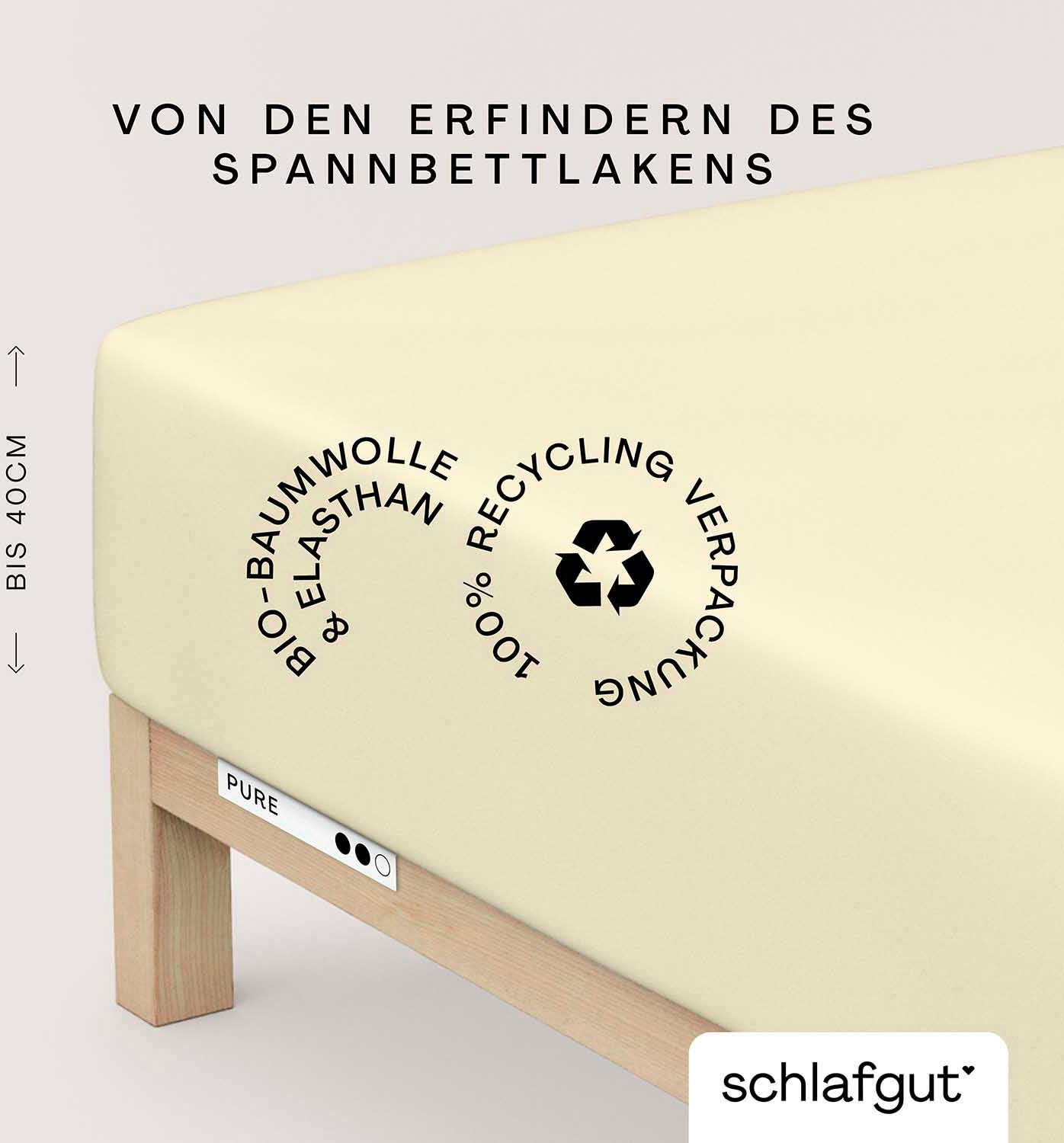 Schlafgut Spannbettlaken »PURE BOXSPRING in Gr. 90x200, 140x200 oder 180x200, für Boxspringbett«, aus Bio-Baumwolle, für Matratzen bis 40 cm Höhe, Bettlaken