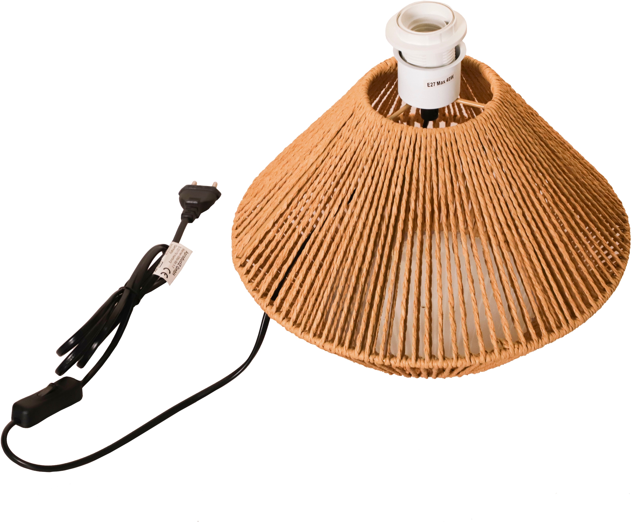 OTTO home Tischleuchte »Sillias« E27 1 Stk. Tischlampe mit Sisal Schnur,  Leinenschirm / Stoff - beige, 42 cm hoch