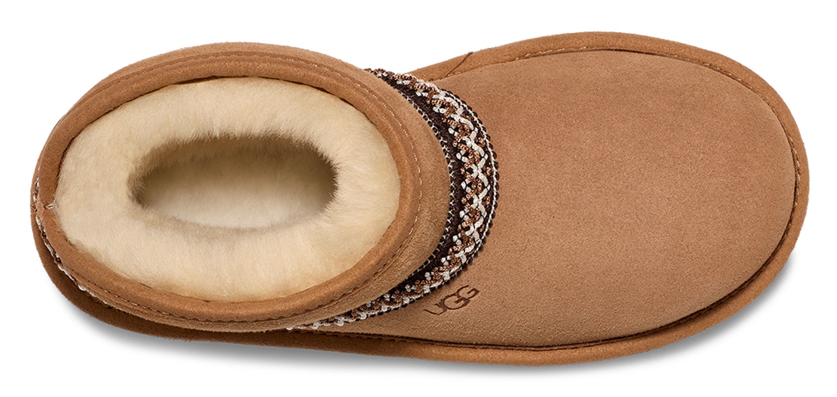 UGG Schlupfboots »CLASSIC MINI CRESCENT«, Schlupfstiefel, Hüttenschuh, Winterschuh mit Lammfellkragen