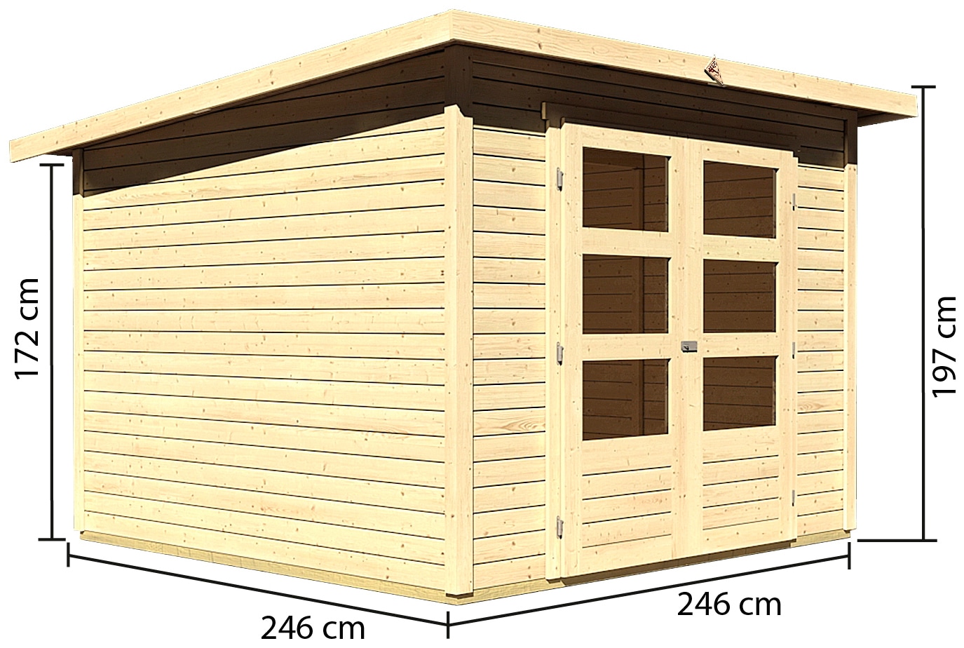 Karibu Gartenhaus »Stockach 4« anthrazit, naturbelassen oder terragrau